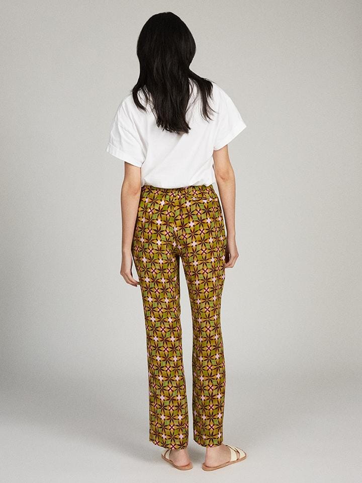 Paige-C Trouser in Olive Tile print