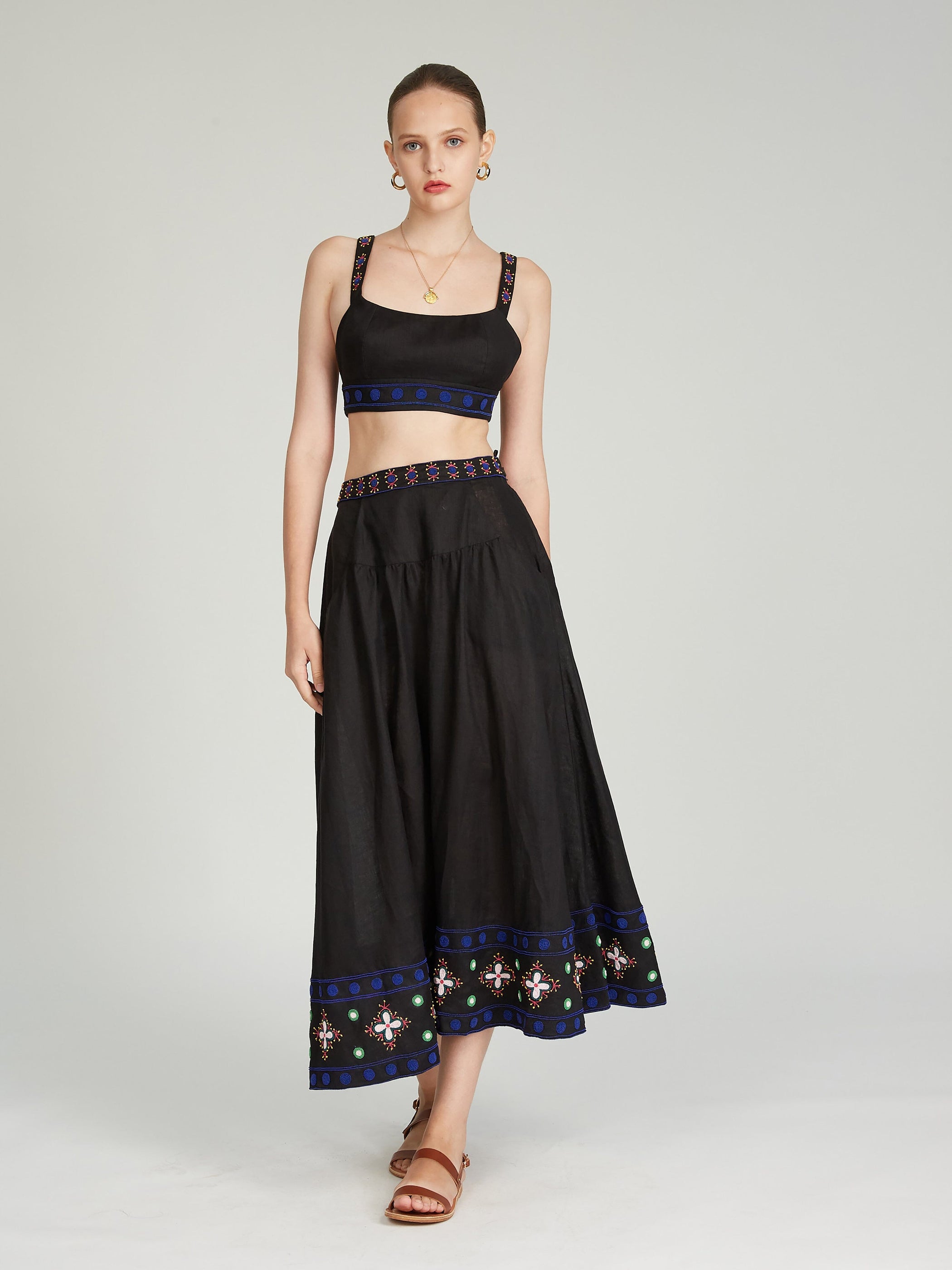 Lilah Choli in Black with Bead Embroidery