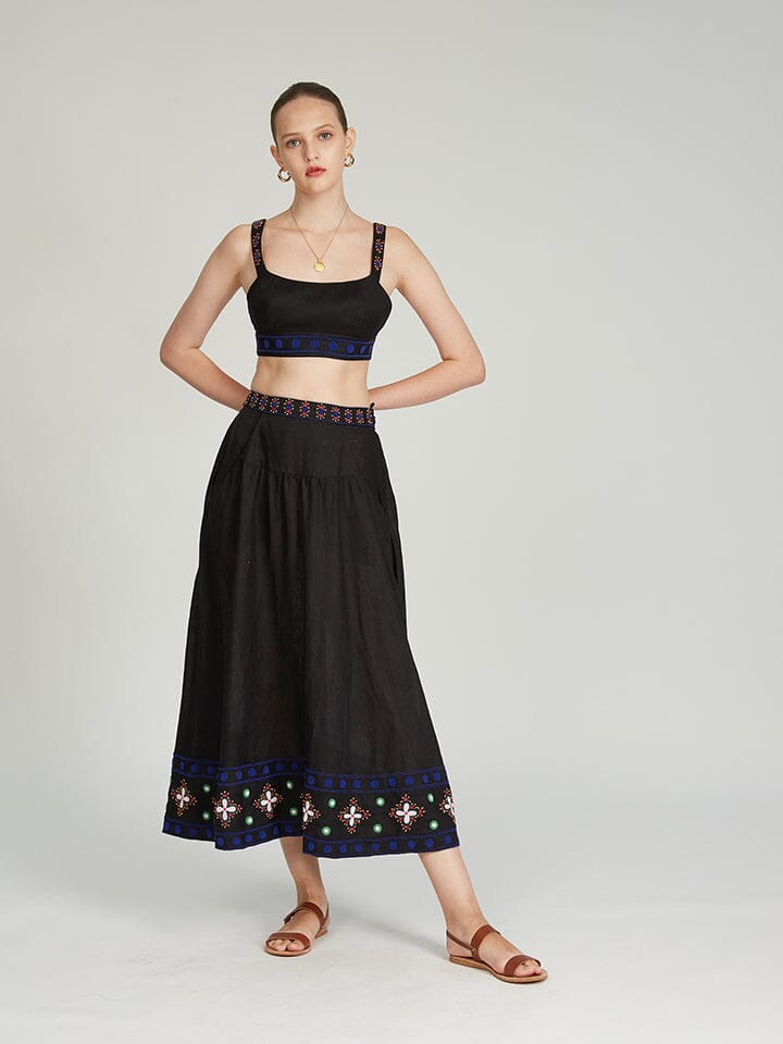 Lilah Choli in Black with Bead Embroidery