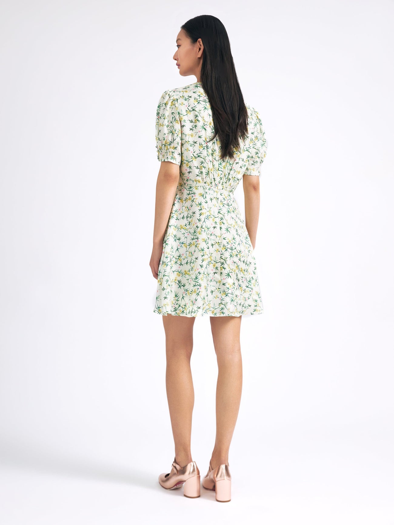 Load image into Gallery viewer, Lea Mini Dress in Tusk Springflowers