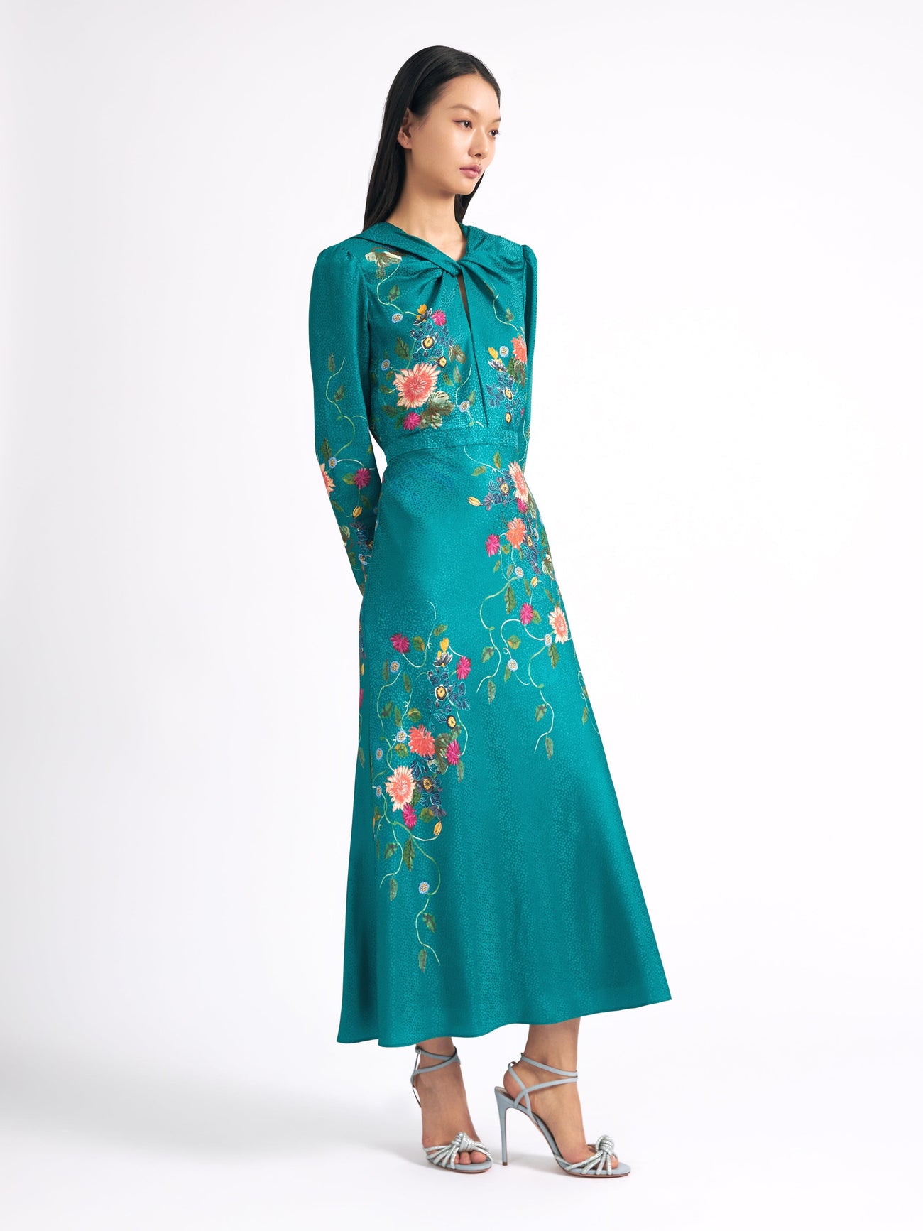 Load image into Gallery viewer, Claudia Midi Dress in Peacock Flori
