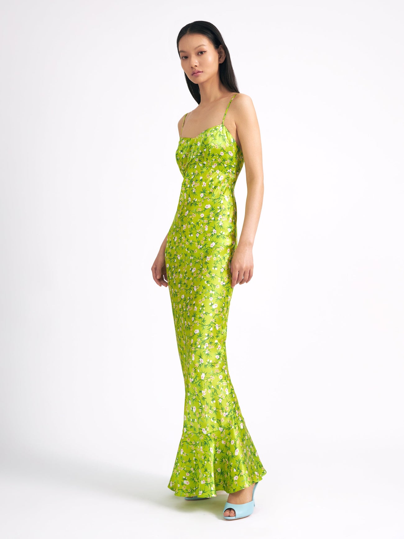 Load image into Gallery viewer, Mimi B Dress in Lime Springflowers