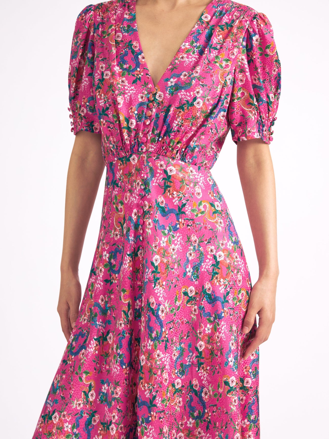 Load image into Gallery viewer, Lea Long Dress in Blossom Hidden Dragon
