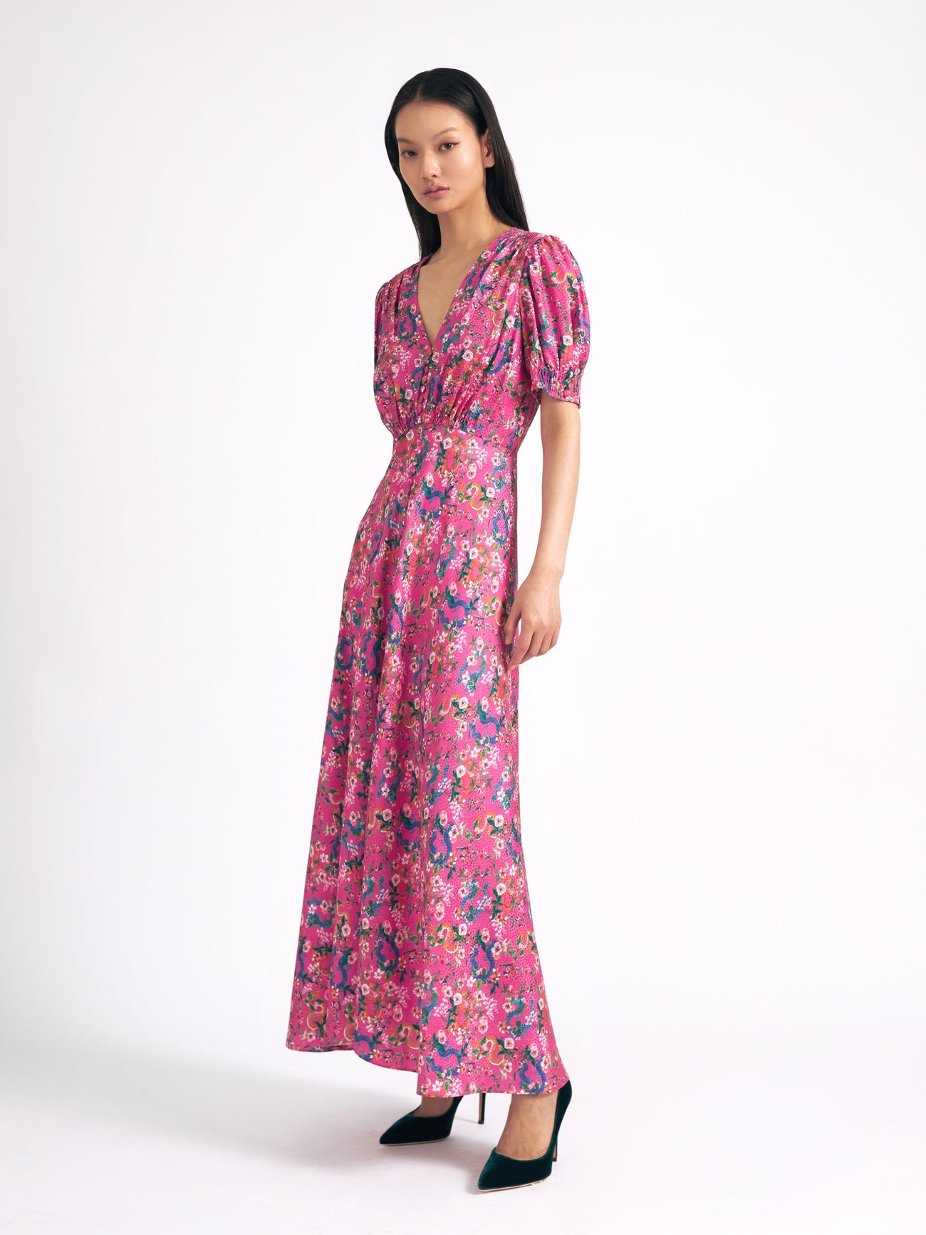Load image into Gallery viewer, Lea Long Dress in Blossom Hidden Dragon