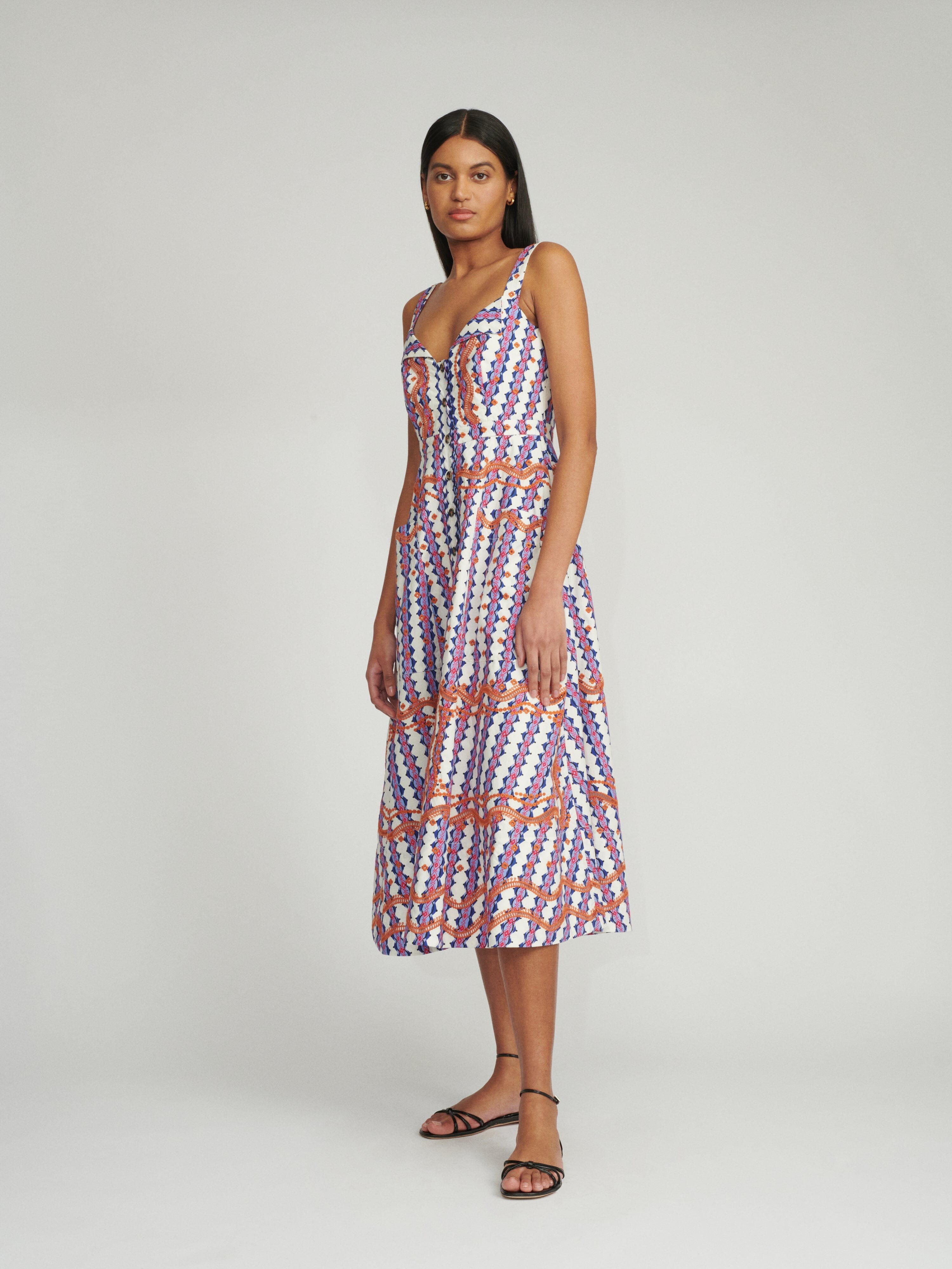 Fara Dress in Open Sky Stripe print