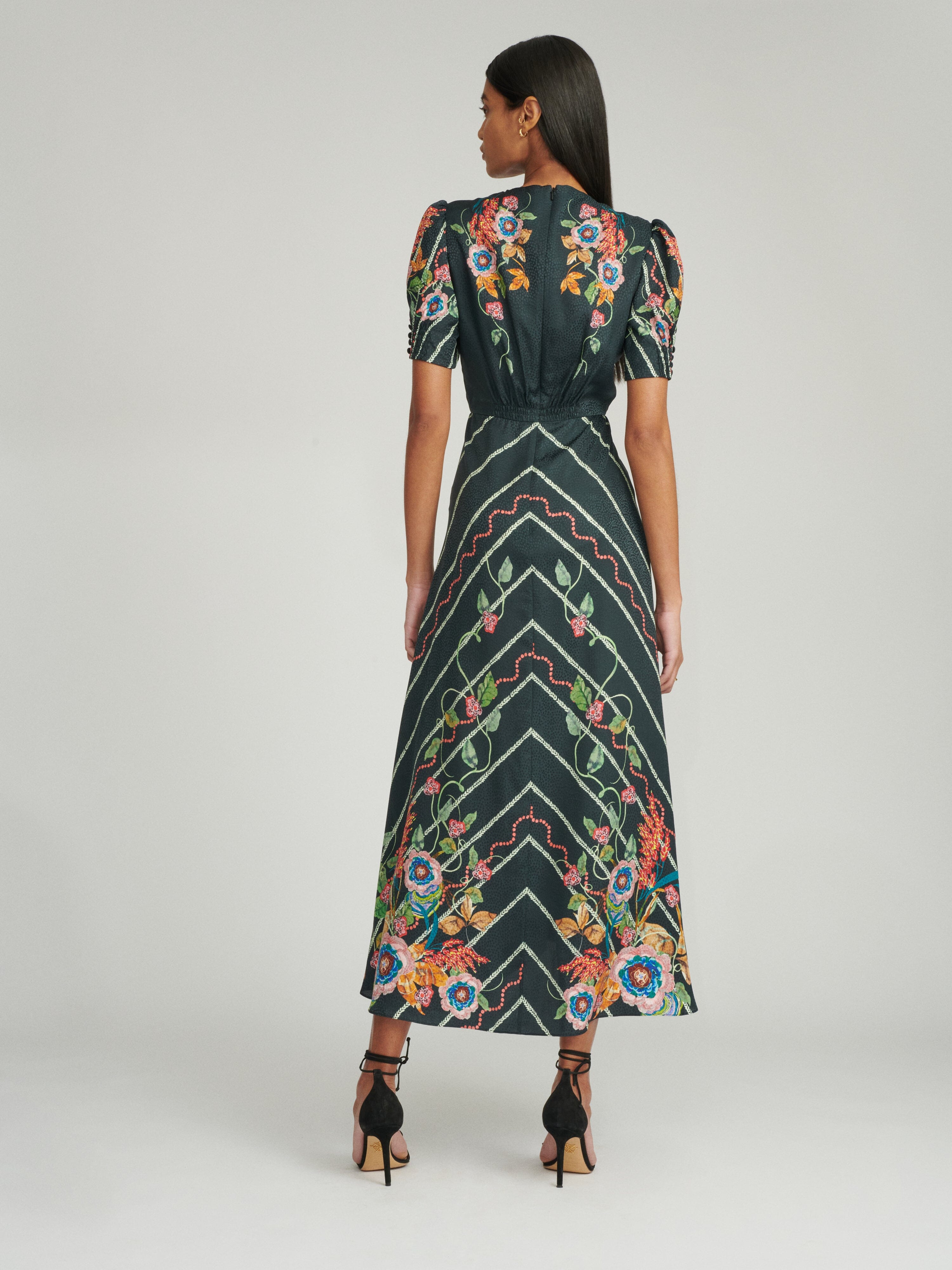 Lea Long Dress in Forest Rose print