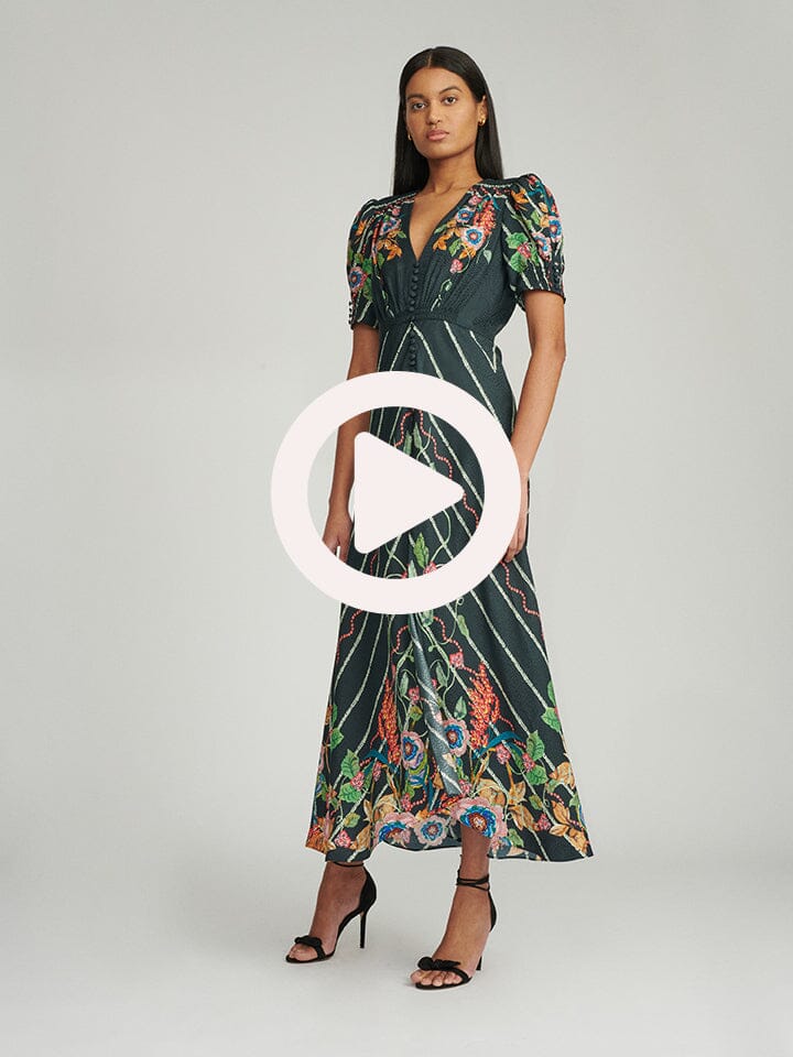 Lea Long Dress in Forest Rose print