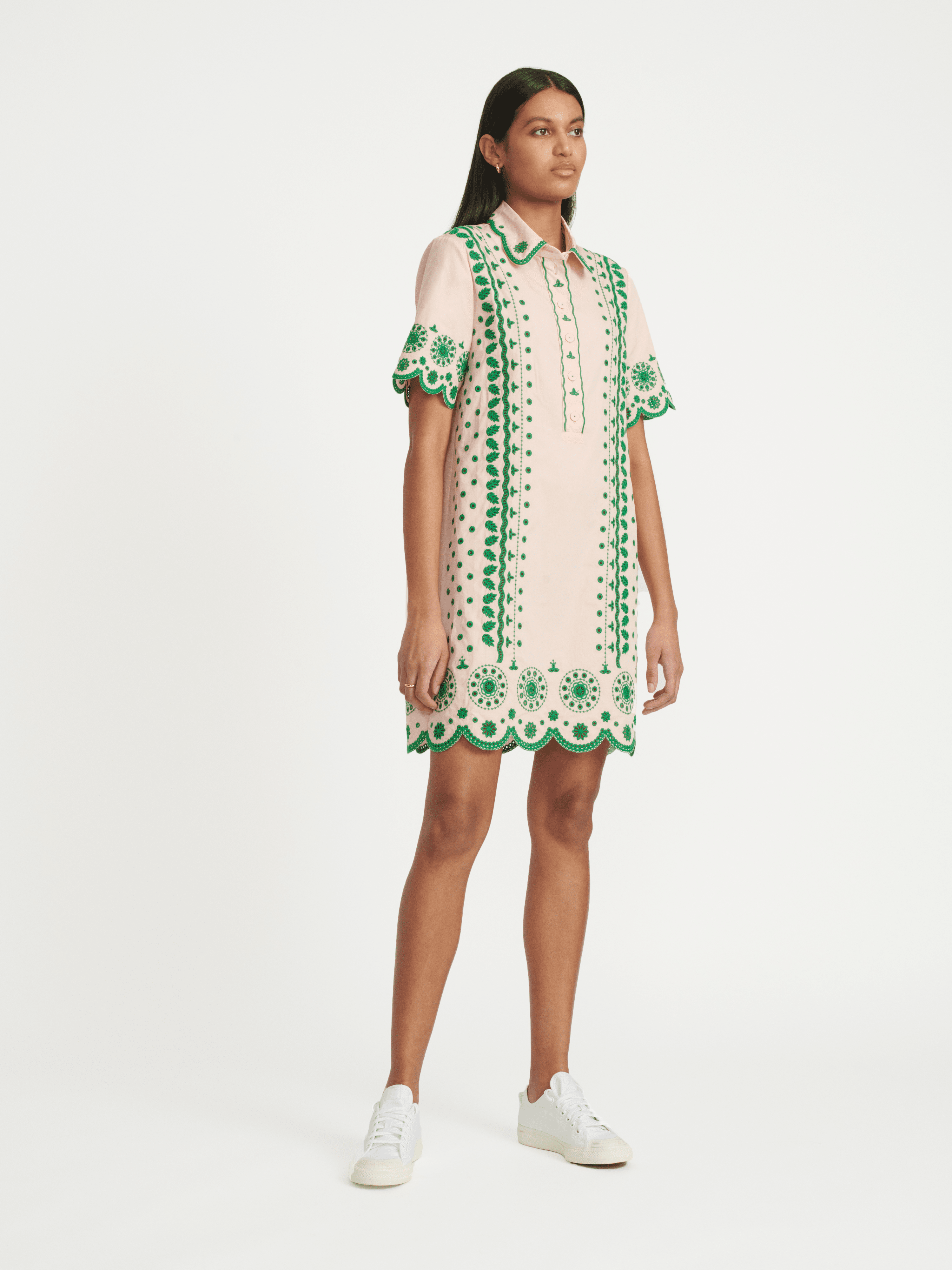 broderie anglaise shirt dress Broderie Anglaise Cotton Swing Mini Dress
