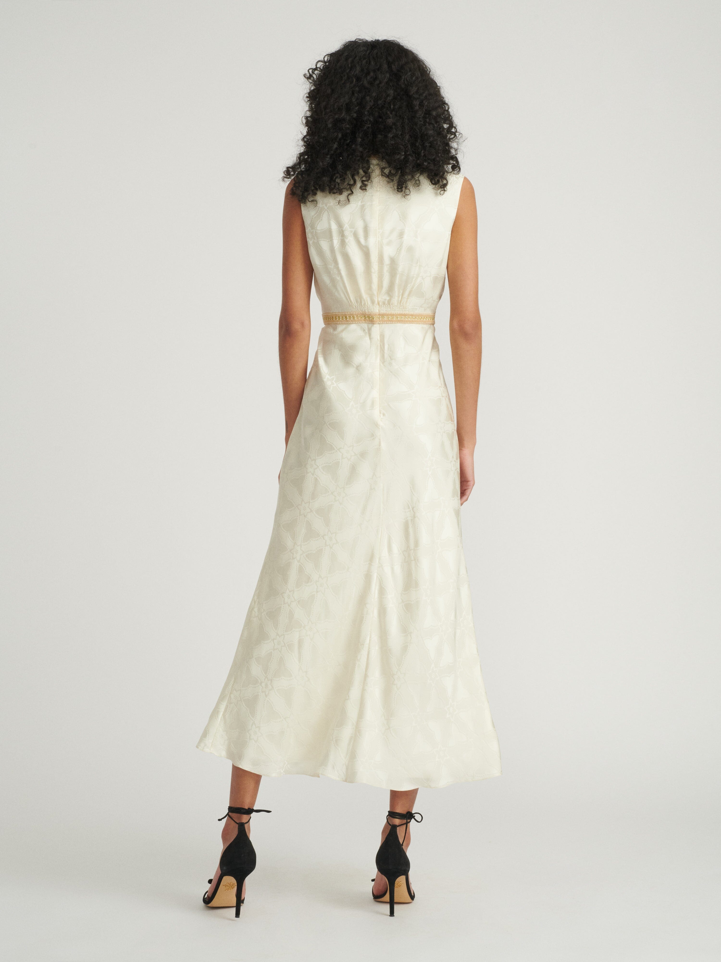 Tabitha B Dress in Tusk with Scallop Embroidery