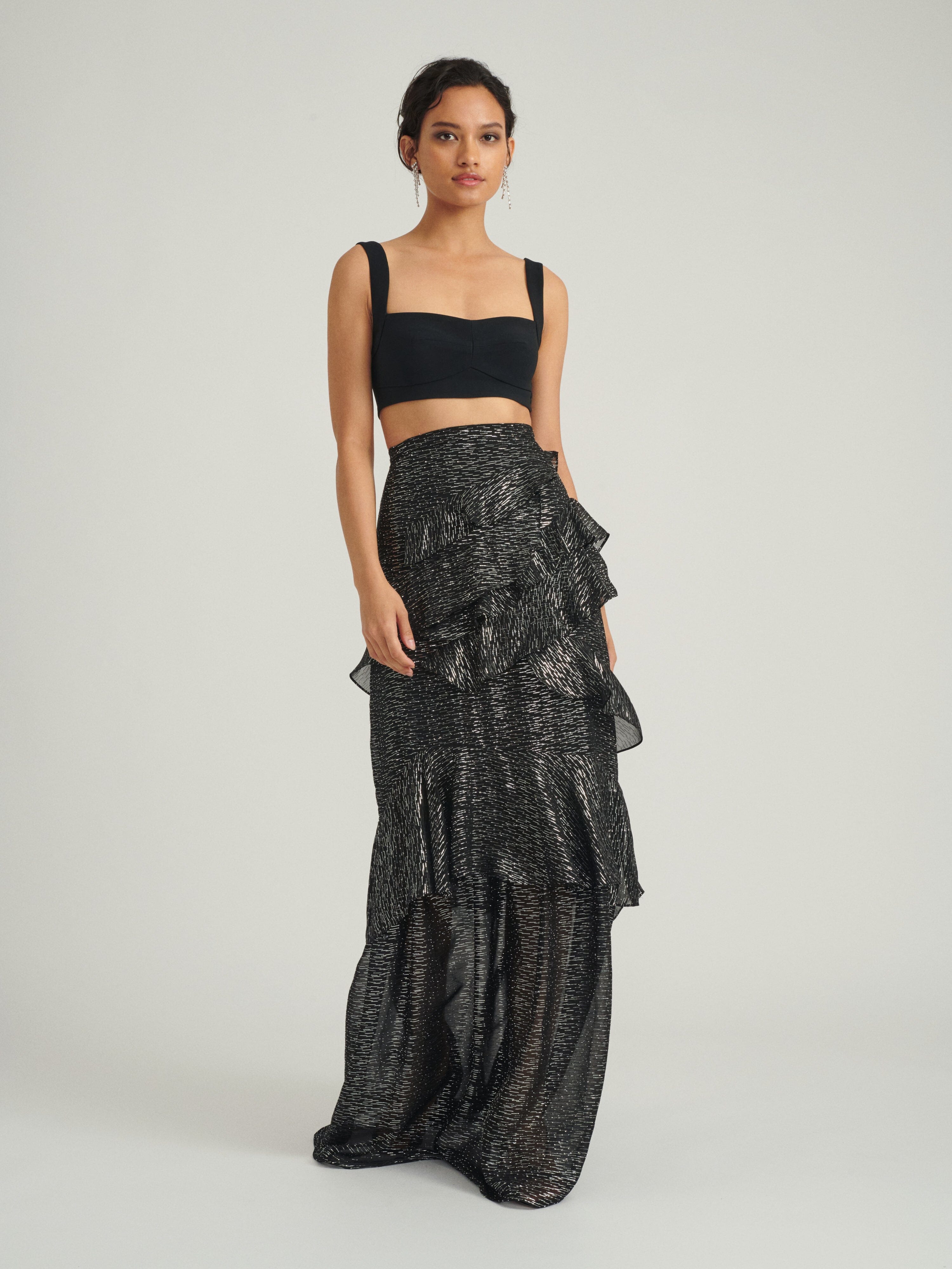 Marissa Long Skirt in Black Silver