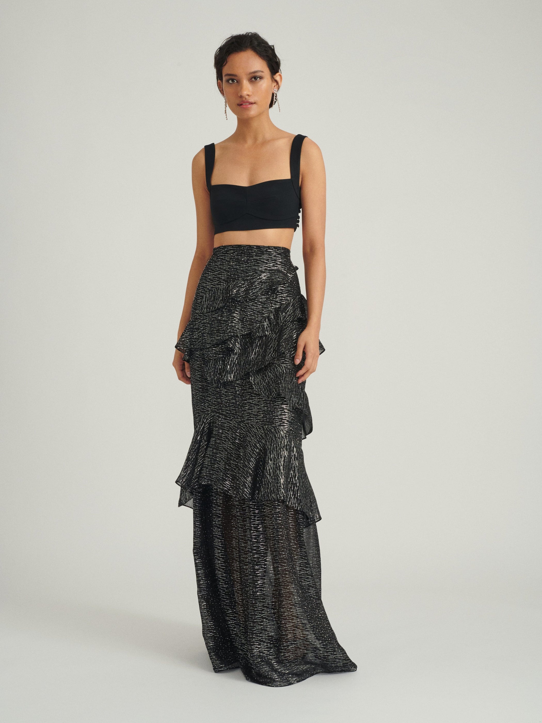 Marissa Long Skirt in Black Silver