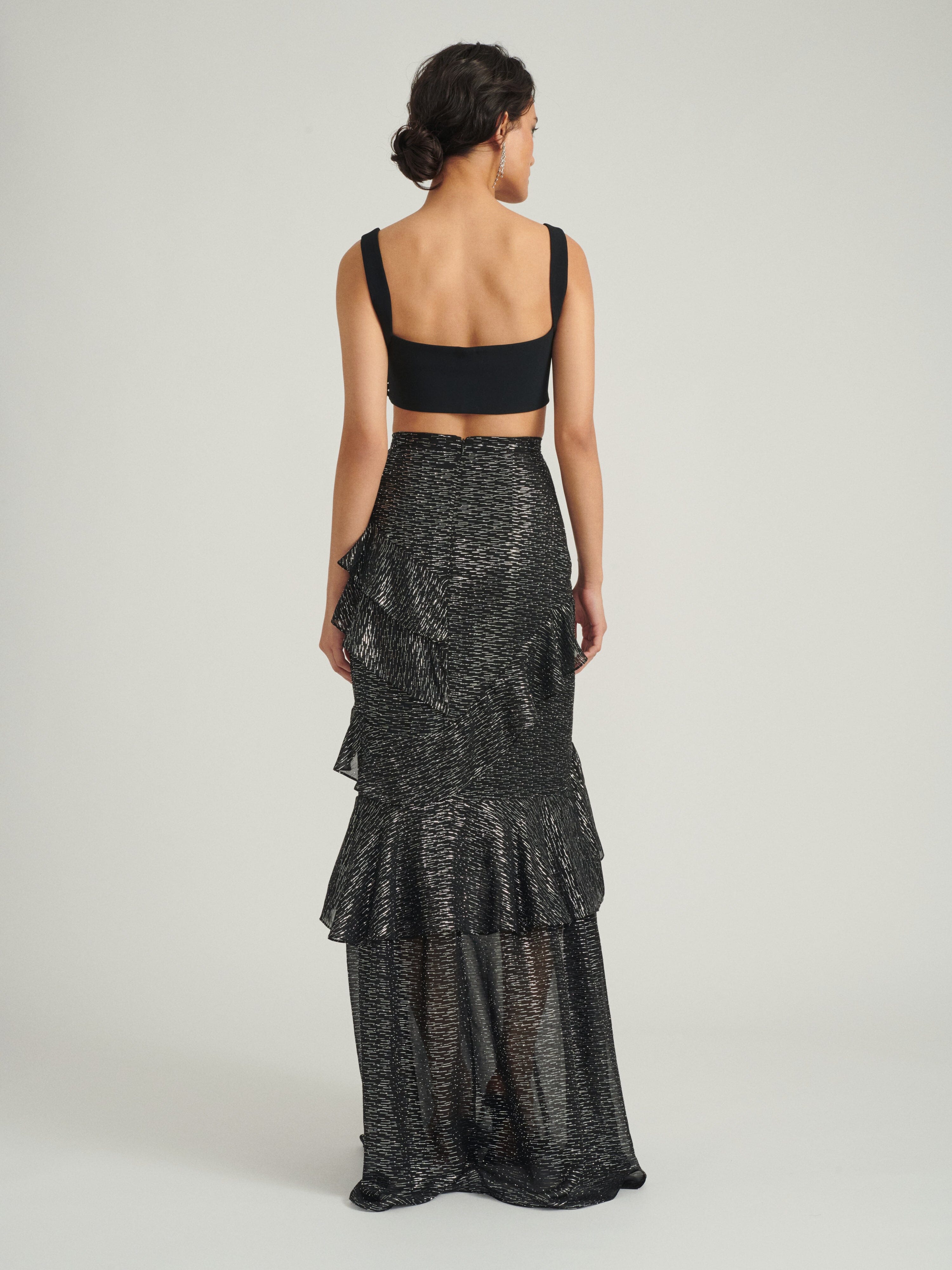 Marissa Long Skirt in Black Silver