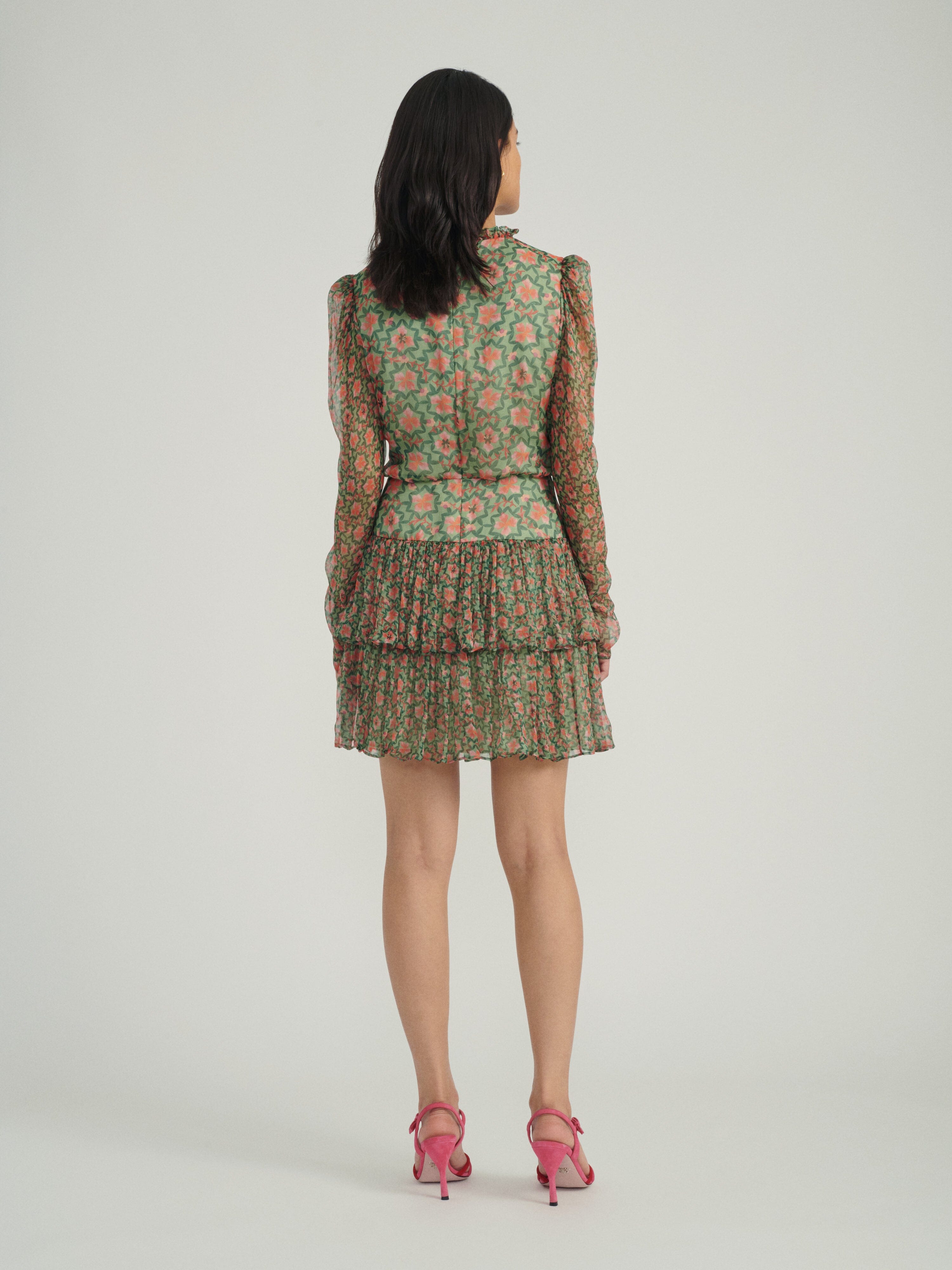 Ava B Dress in Sorrel Olive print