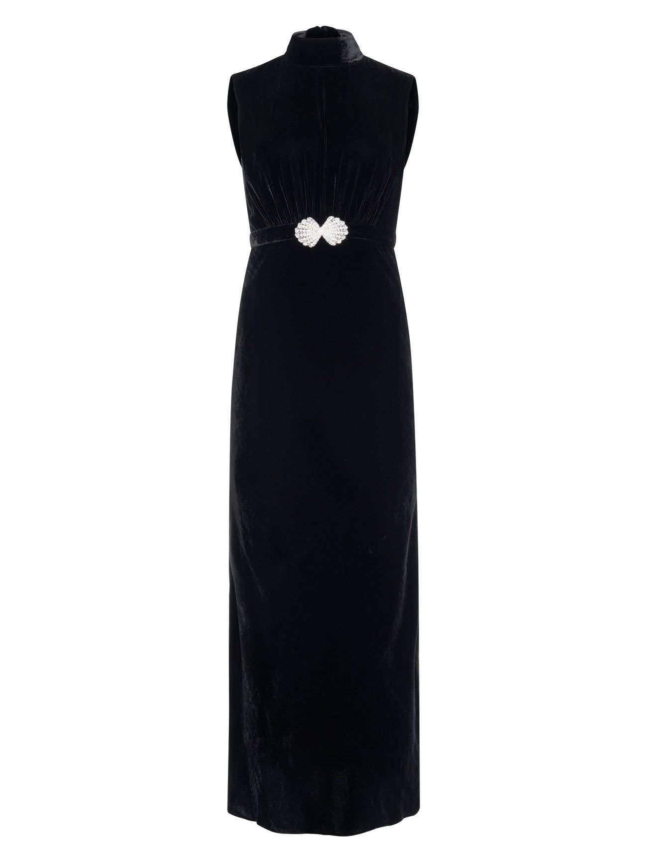 Load image into Gallery viewer, Fleur Velvet Dress in Black Pearl Clamshell