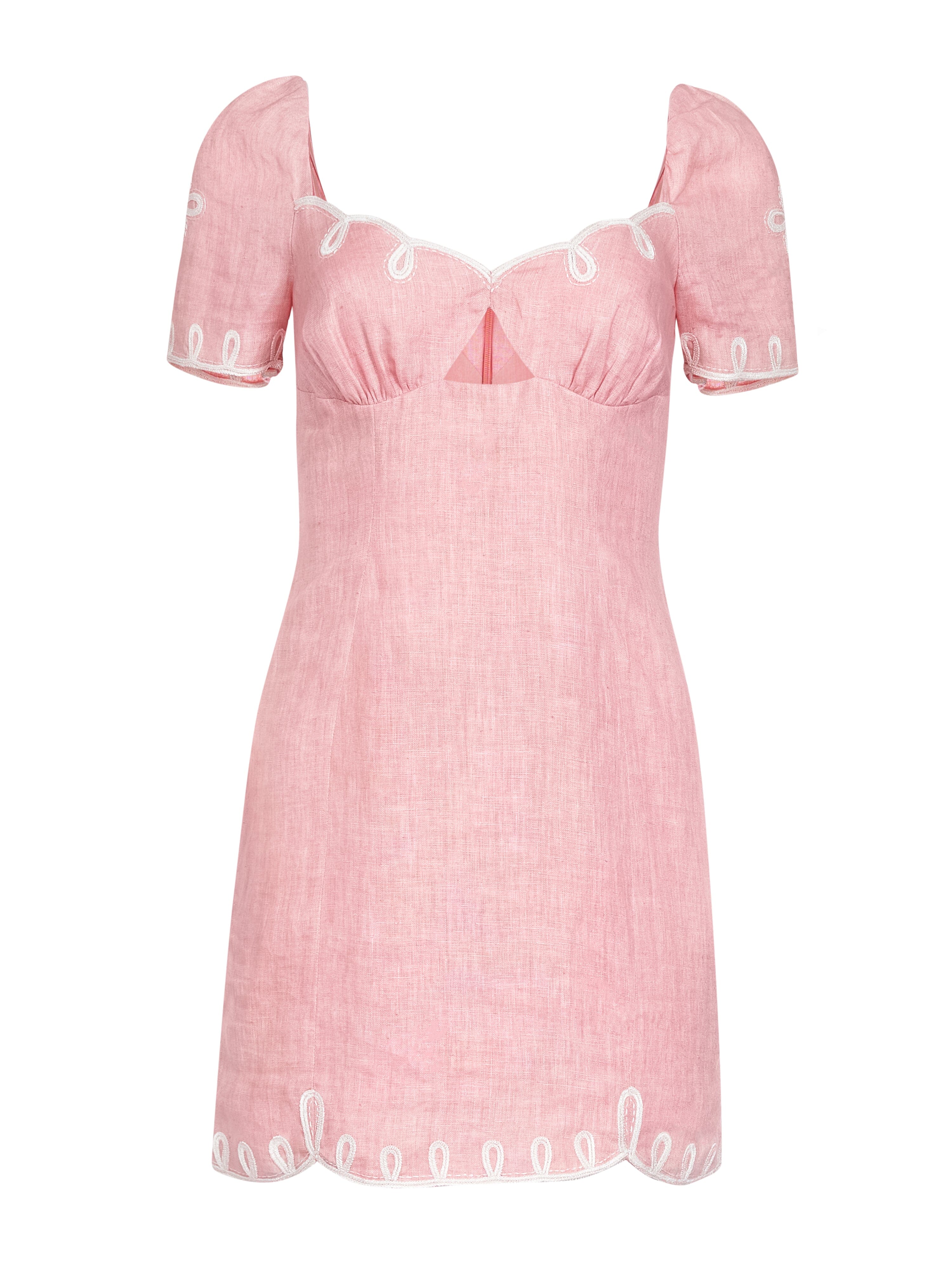 Halle Scallop Mini Dress in Sea Pink