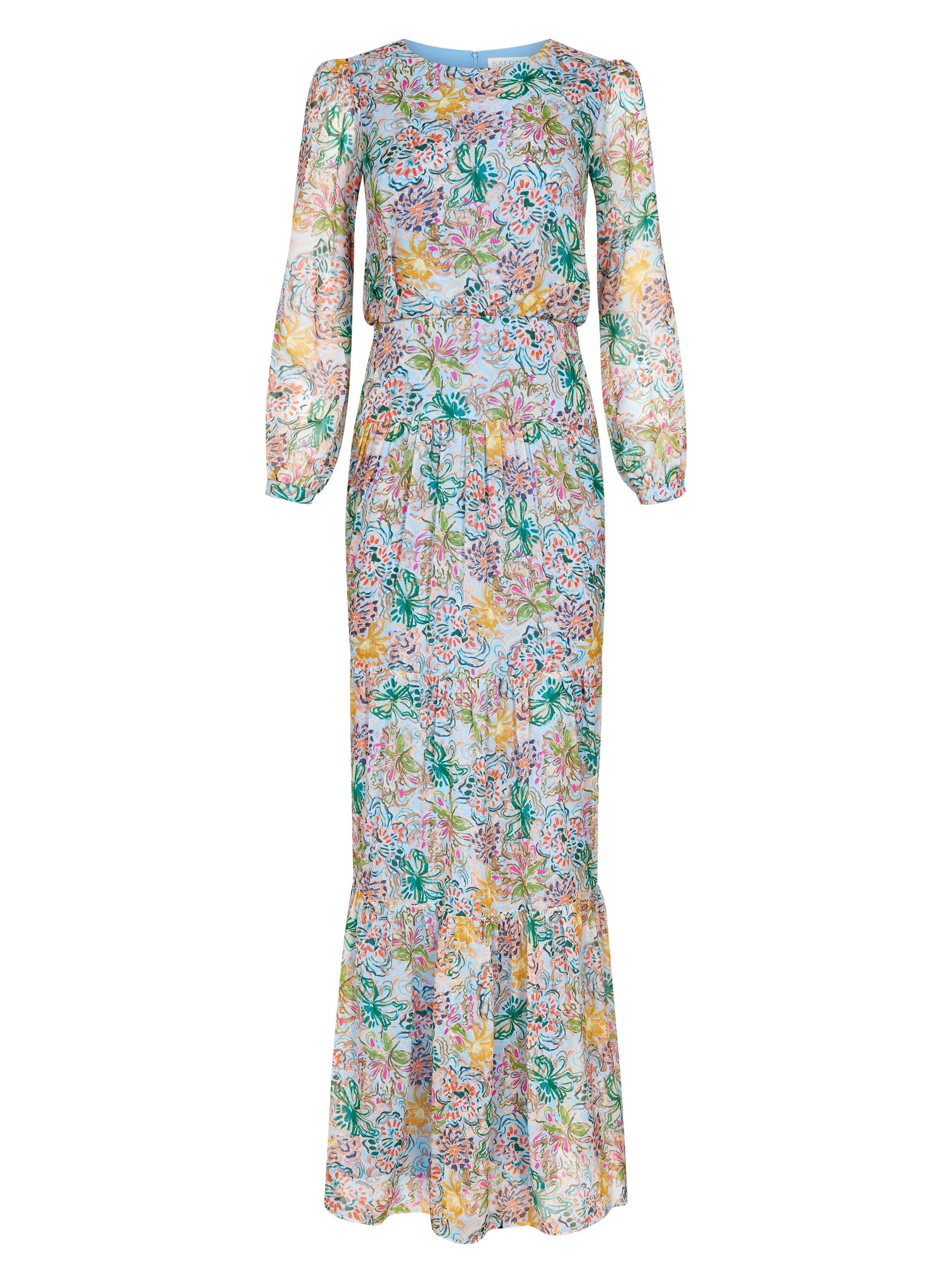 Isabel Long Dress in Orchard Sky