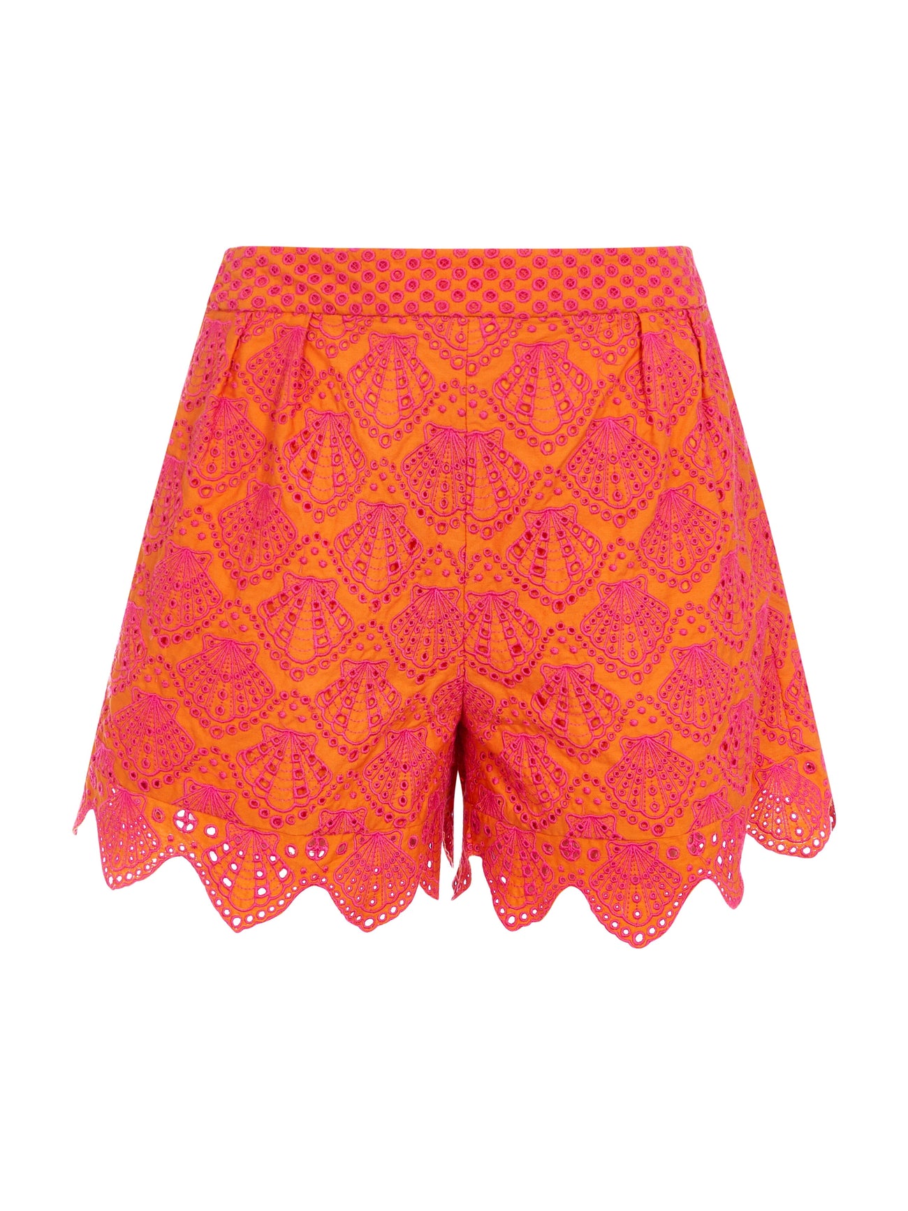 Load image into Gallery viewer, Paige Scallop Shorts in Orange Berry