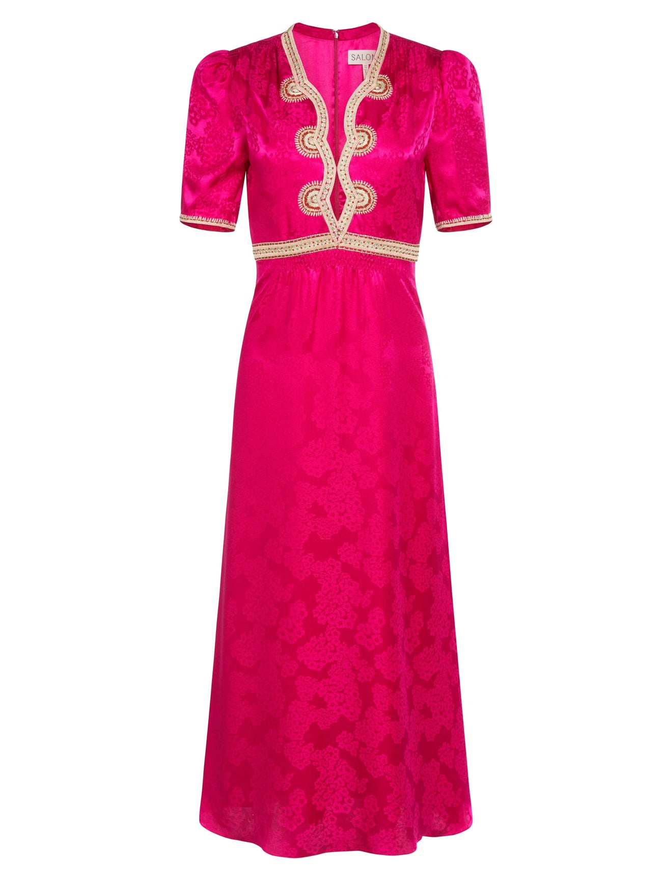 Load image into Gallery viewer, Tabitha Dress in Bright Azalea Ornate