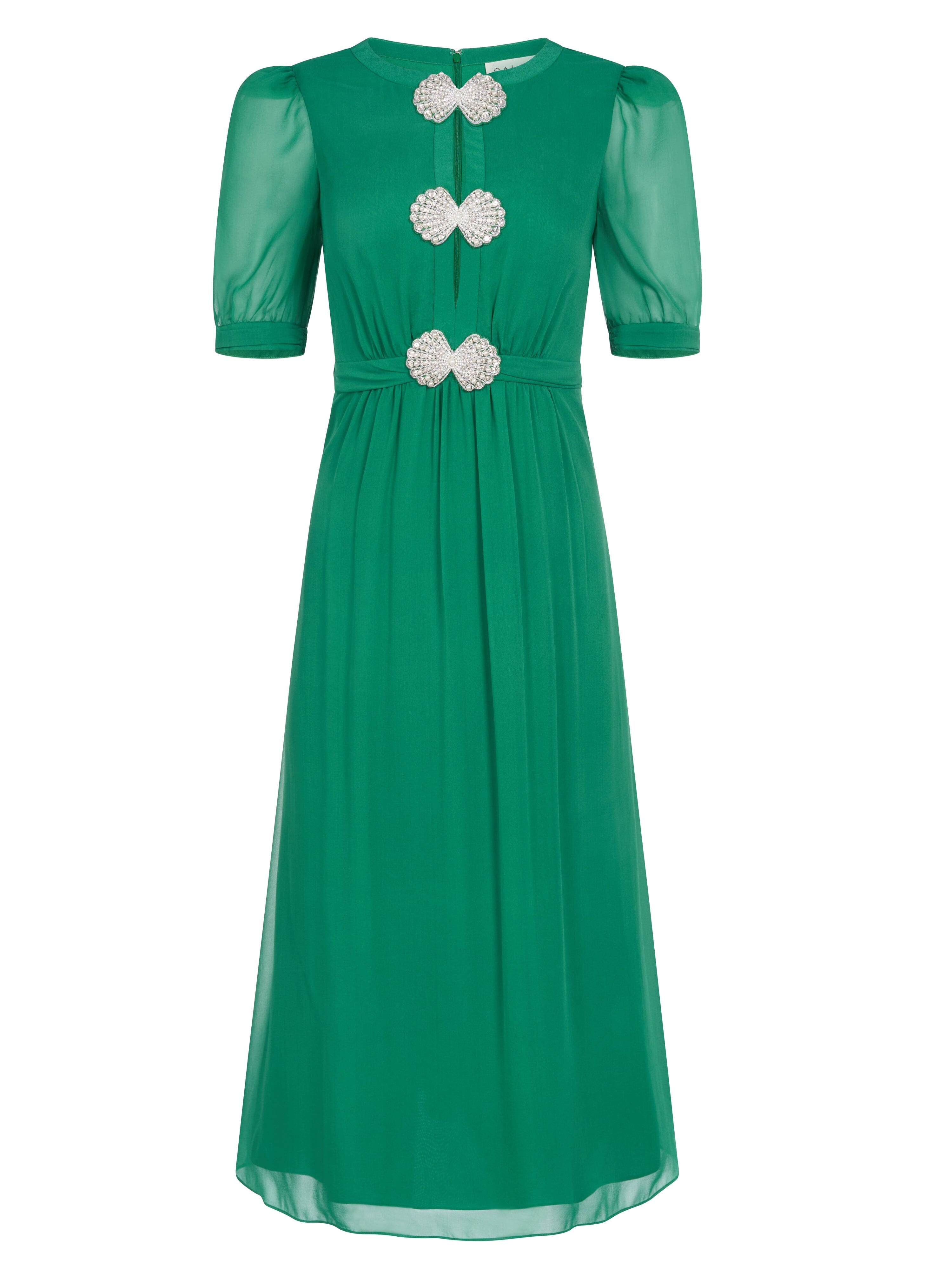 Saloni emerald cheap kelly dress