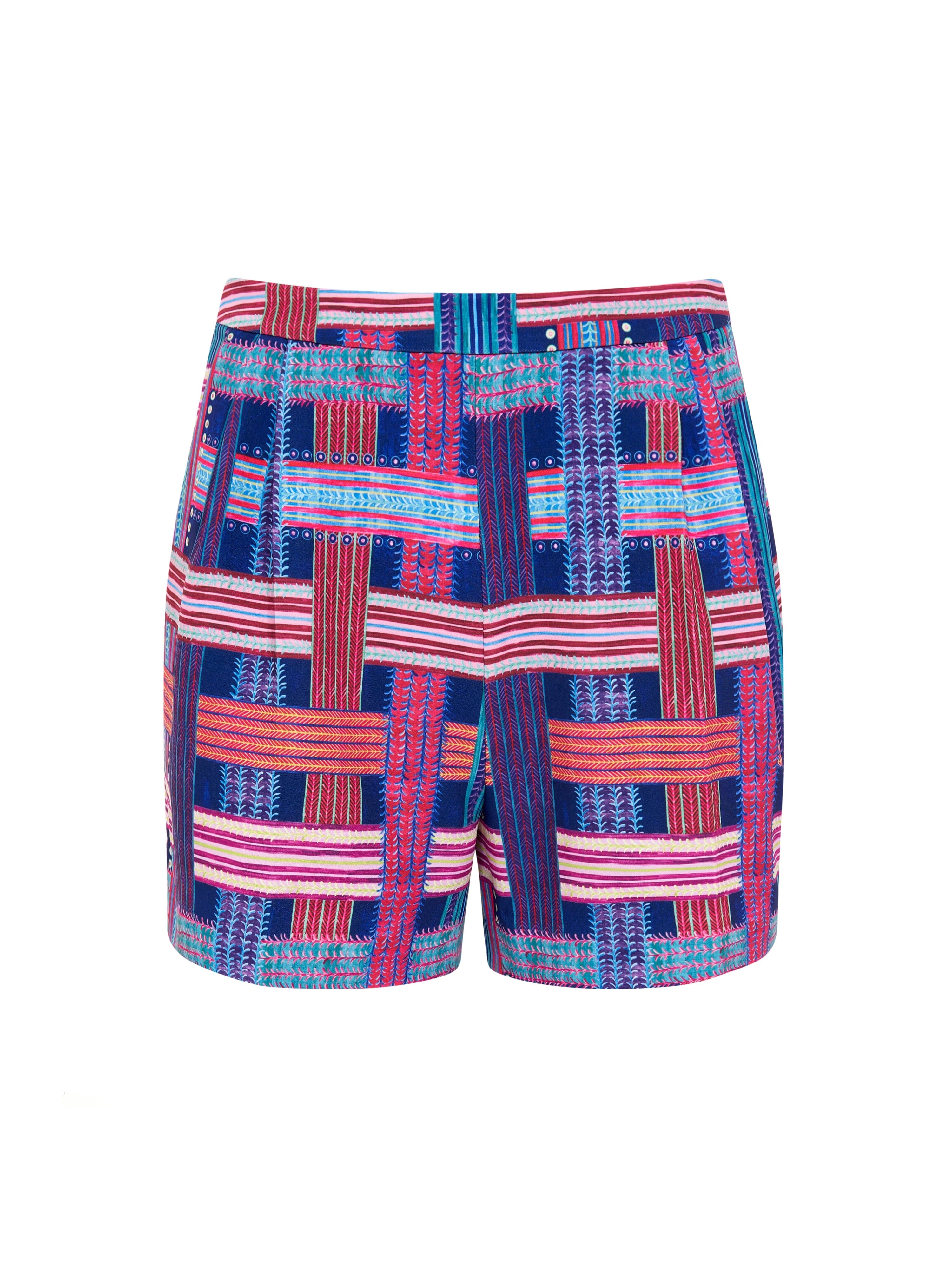 Wide Tailored Shorts in Basketweave Indigo