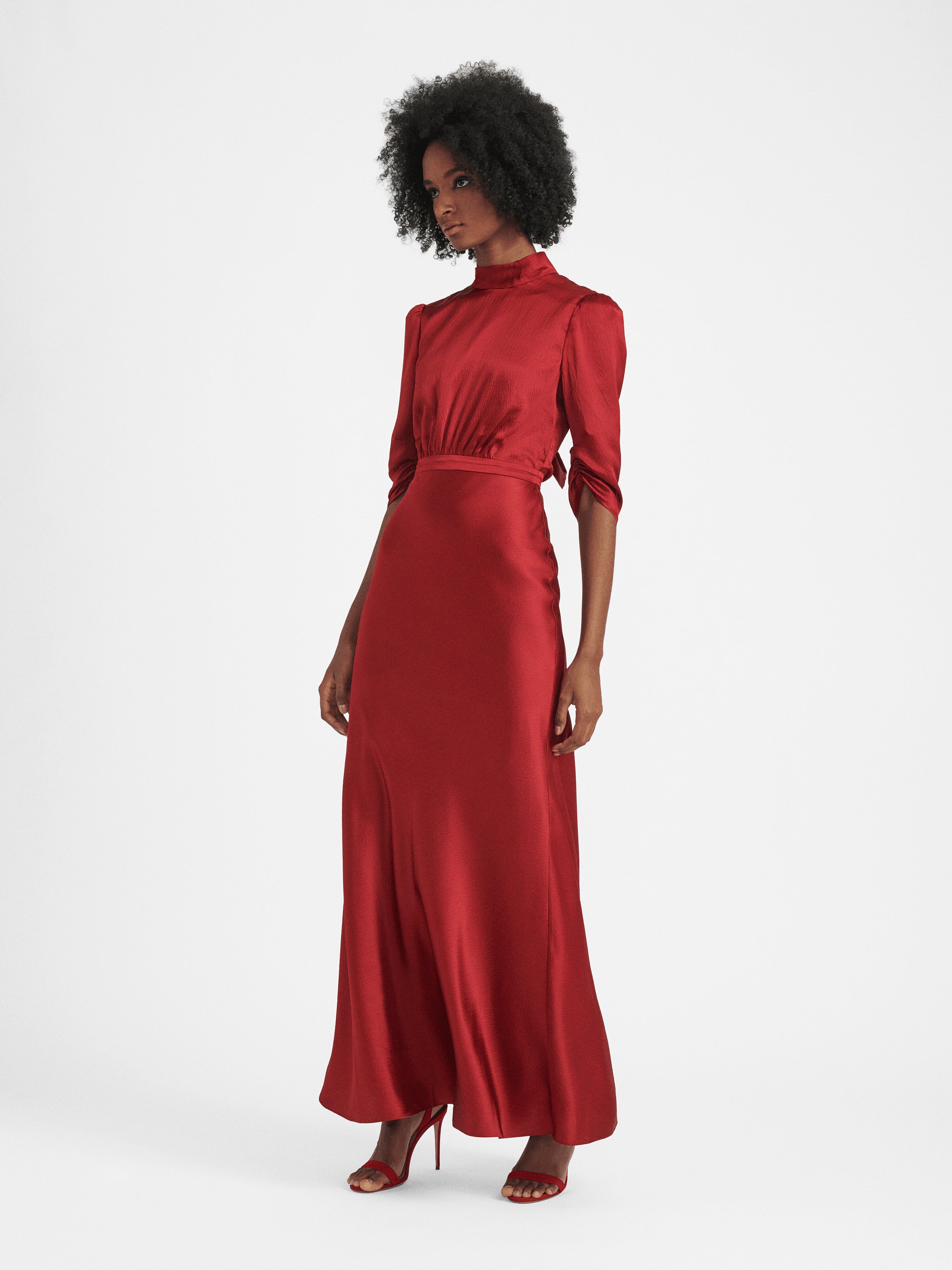 Saloni | Adele Dress in Garnet Red | Red Saloni | Adele Dress in Garnet Red | Red