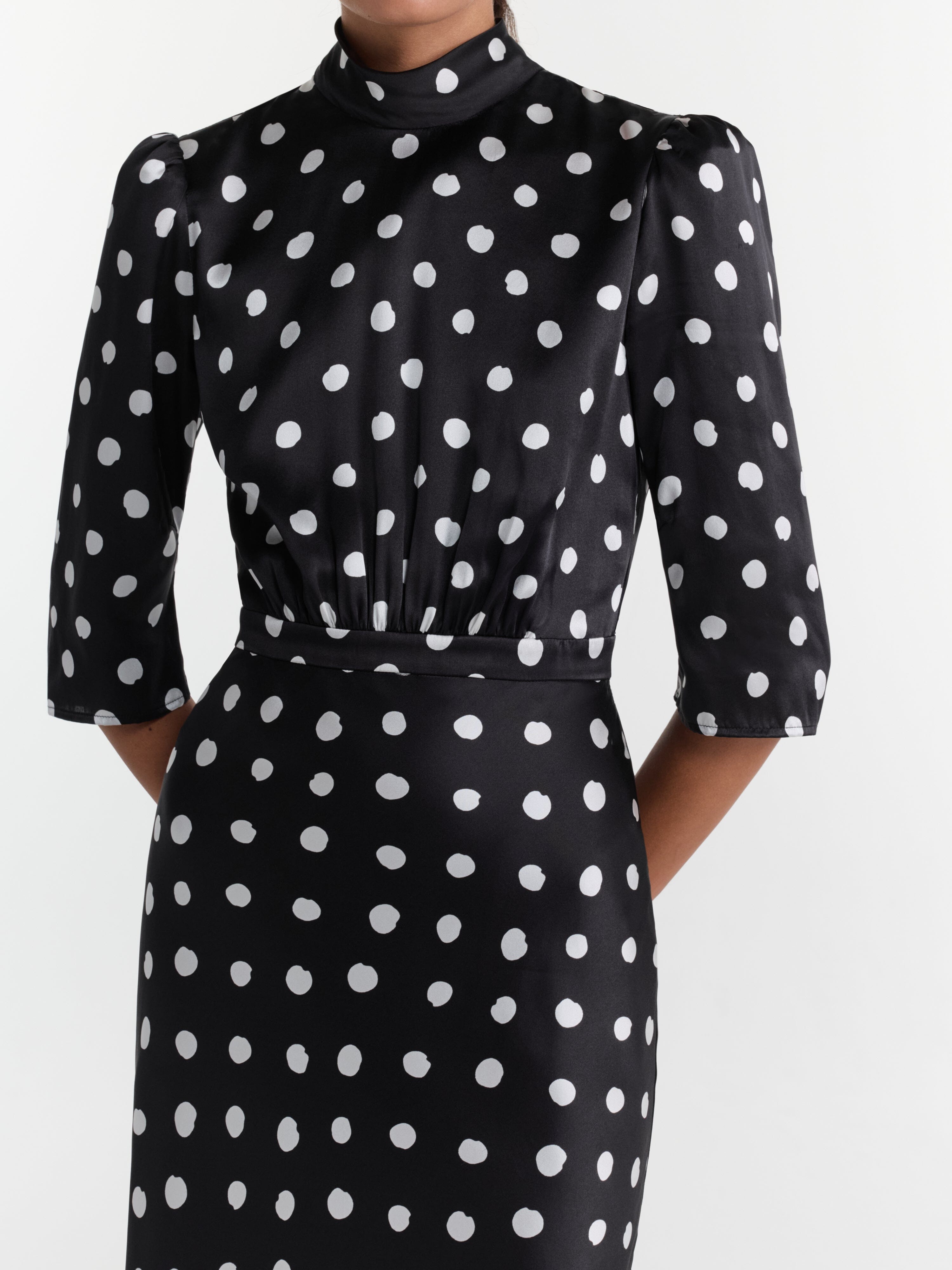 Adele Long Dress Mono Dot