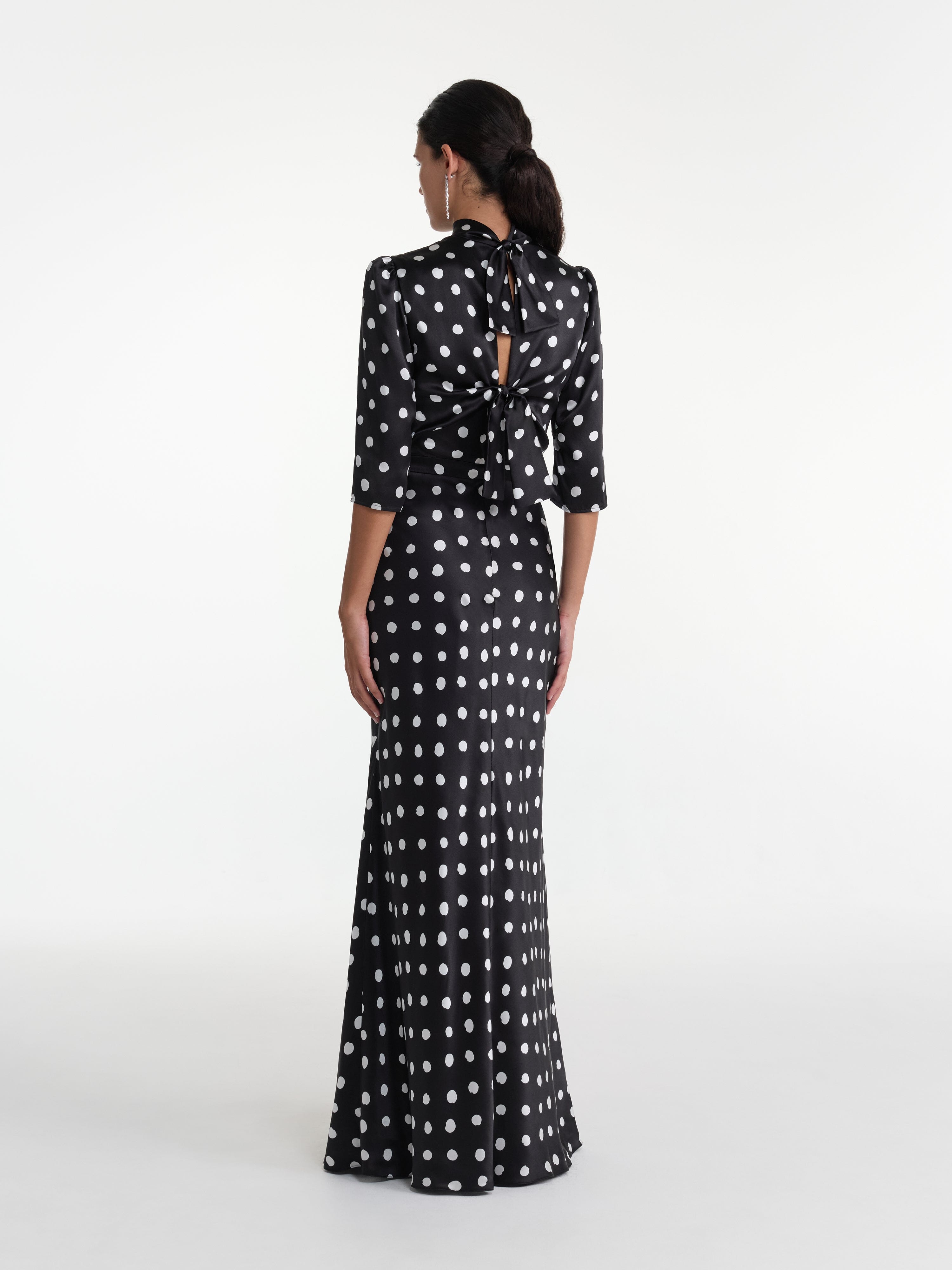 Adele Long Dress Mono Dot