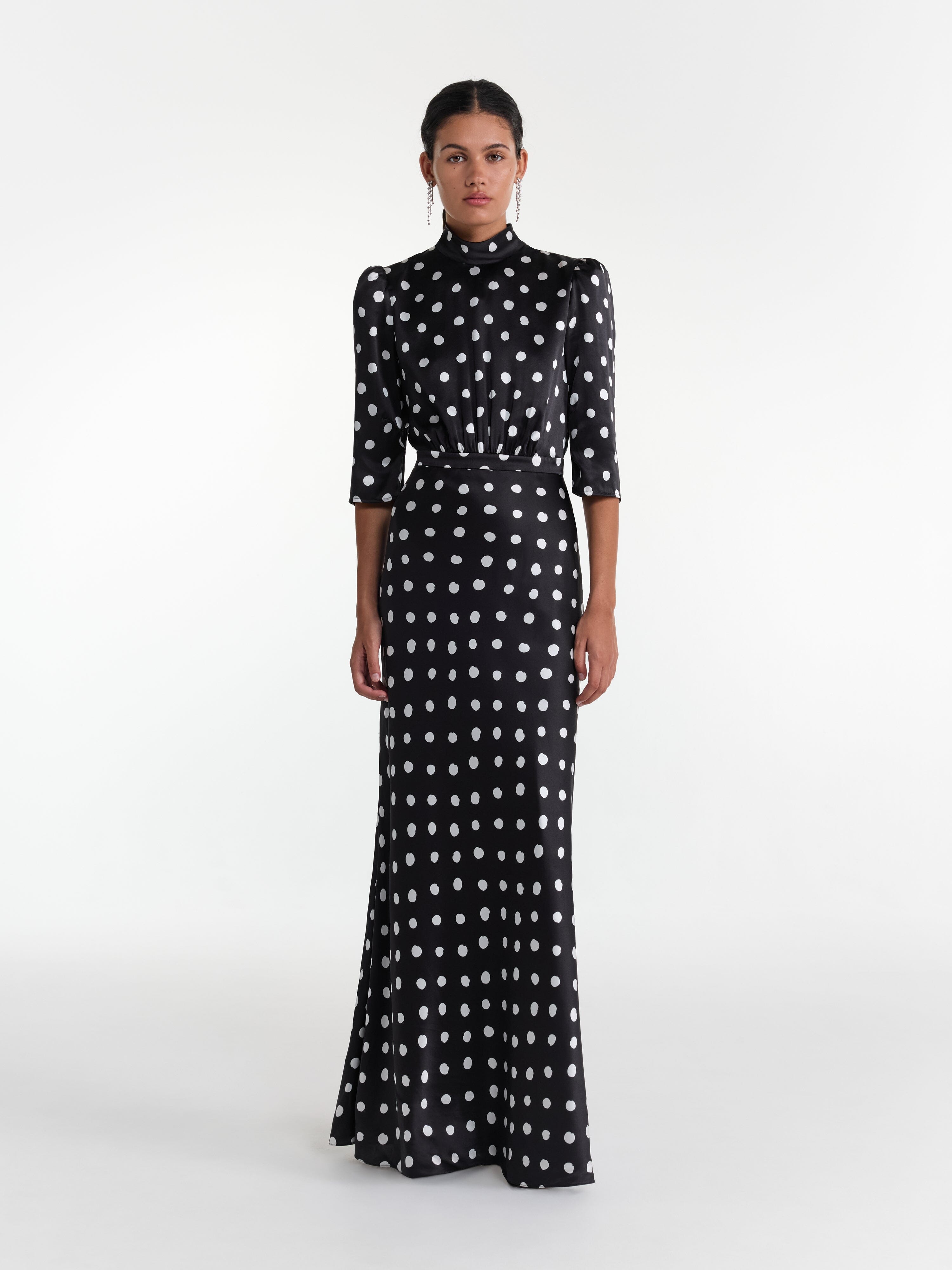 Adele Long Dress Mono Dot