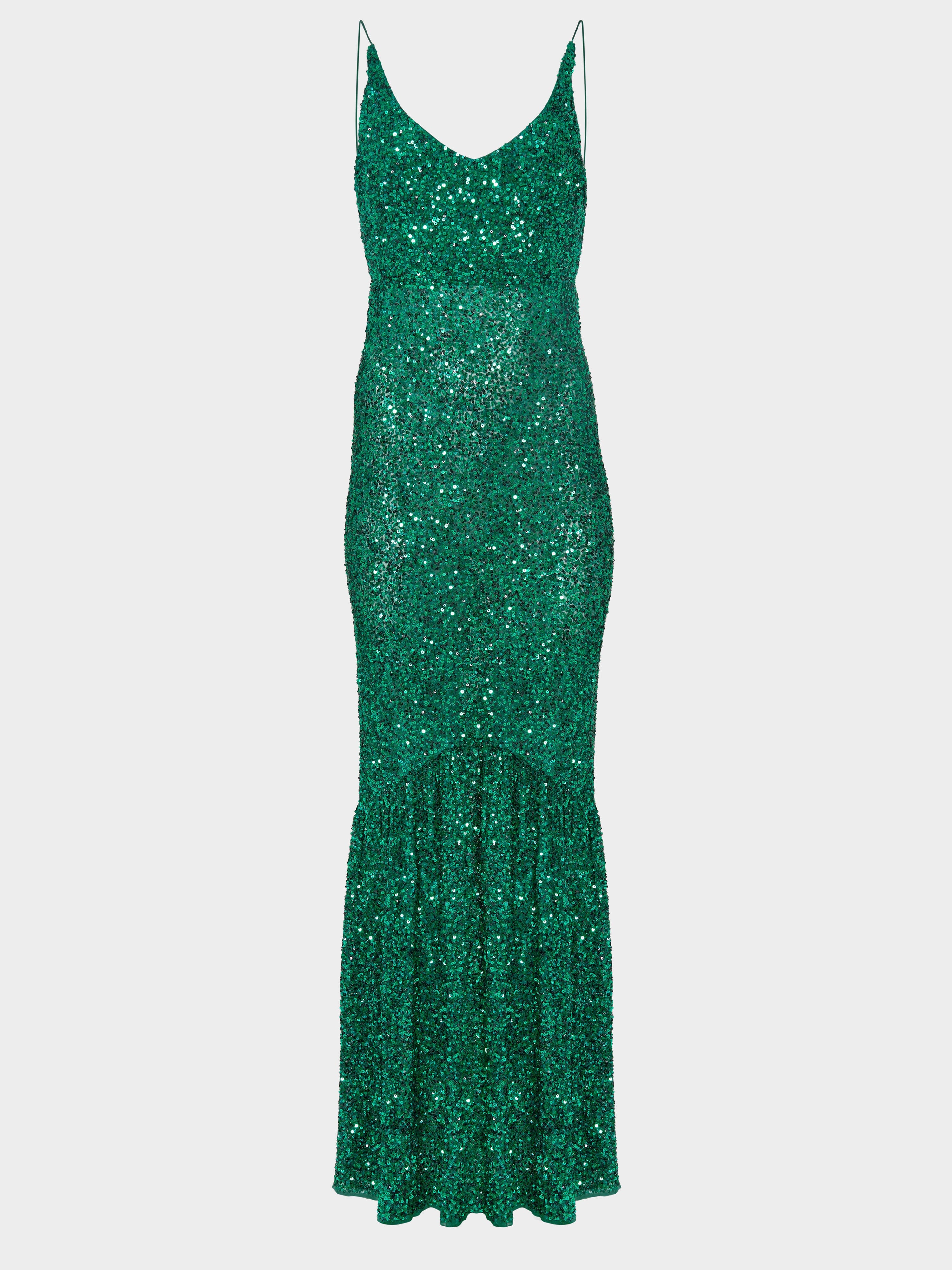 Aidan Long Dress in Emerald Green