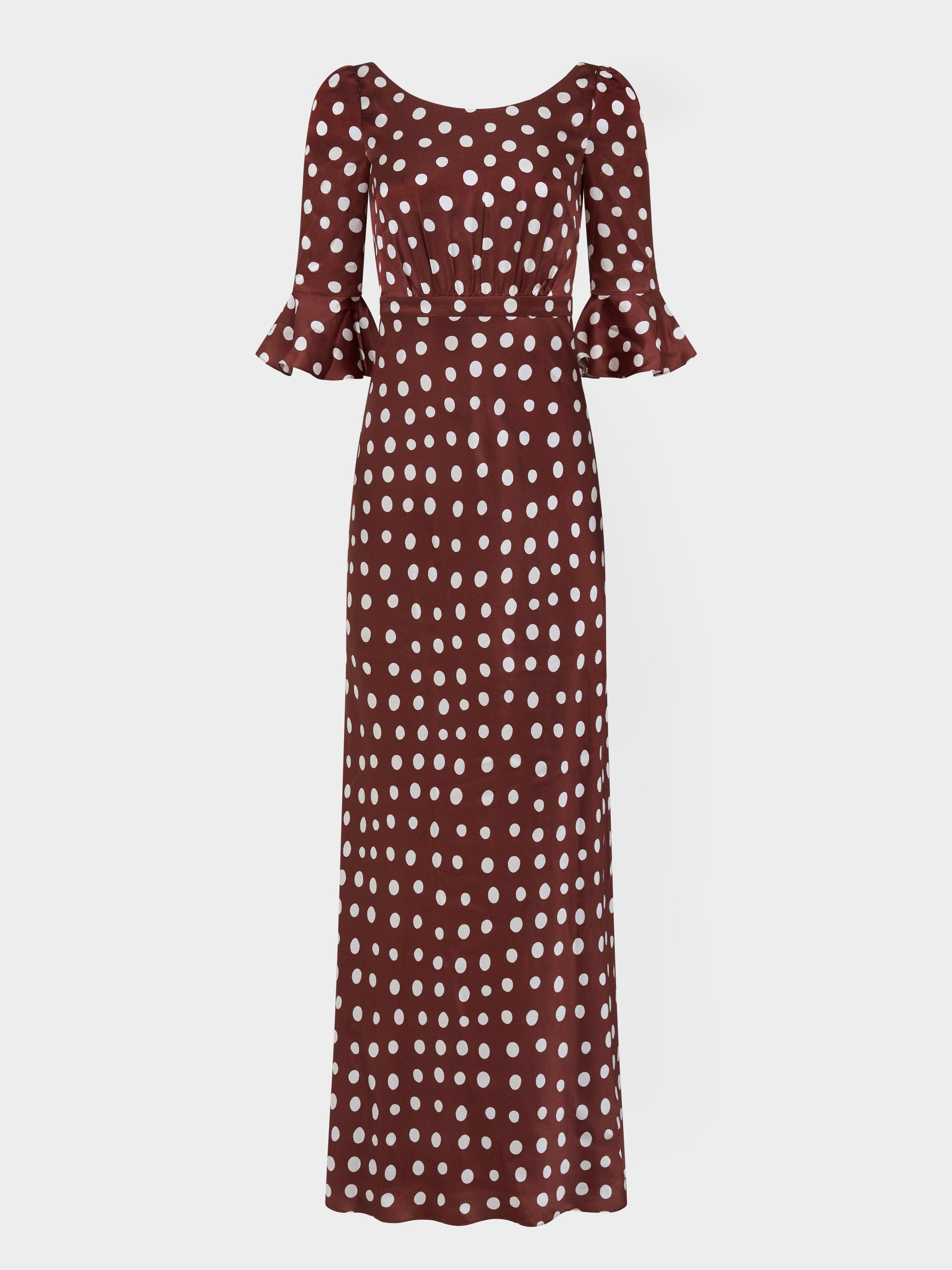 Anika Long Dress in Polka Chestnut