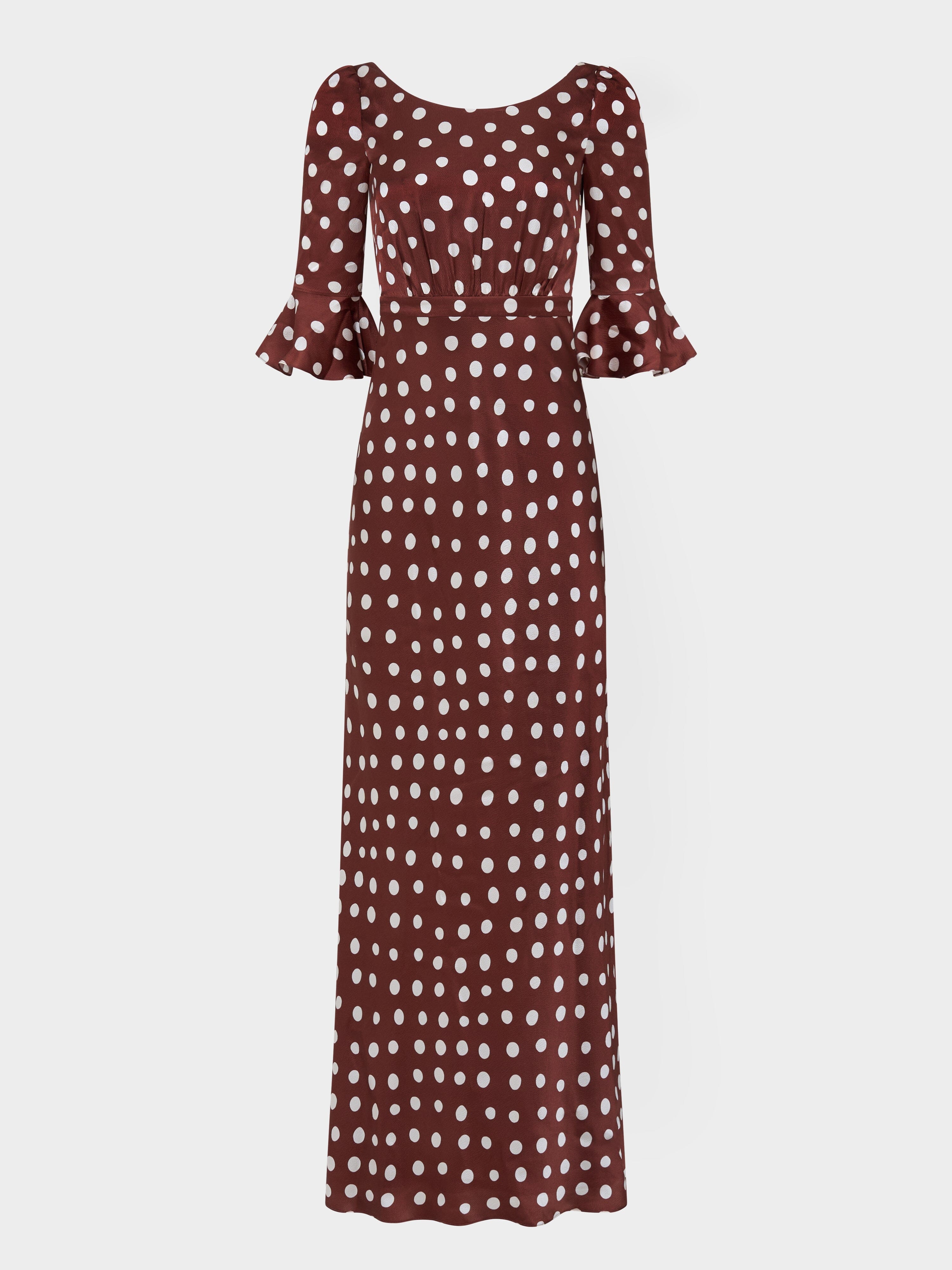 Anika Long Dress in Polka Chestnut