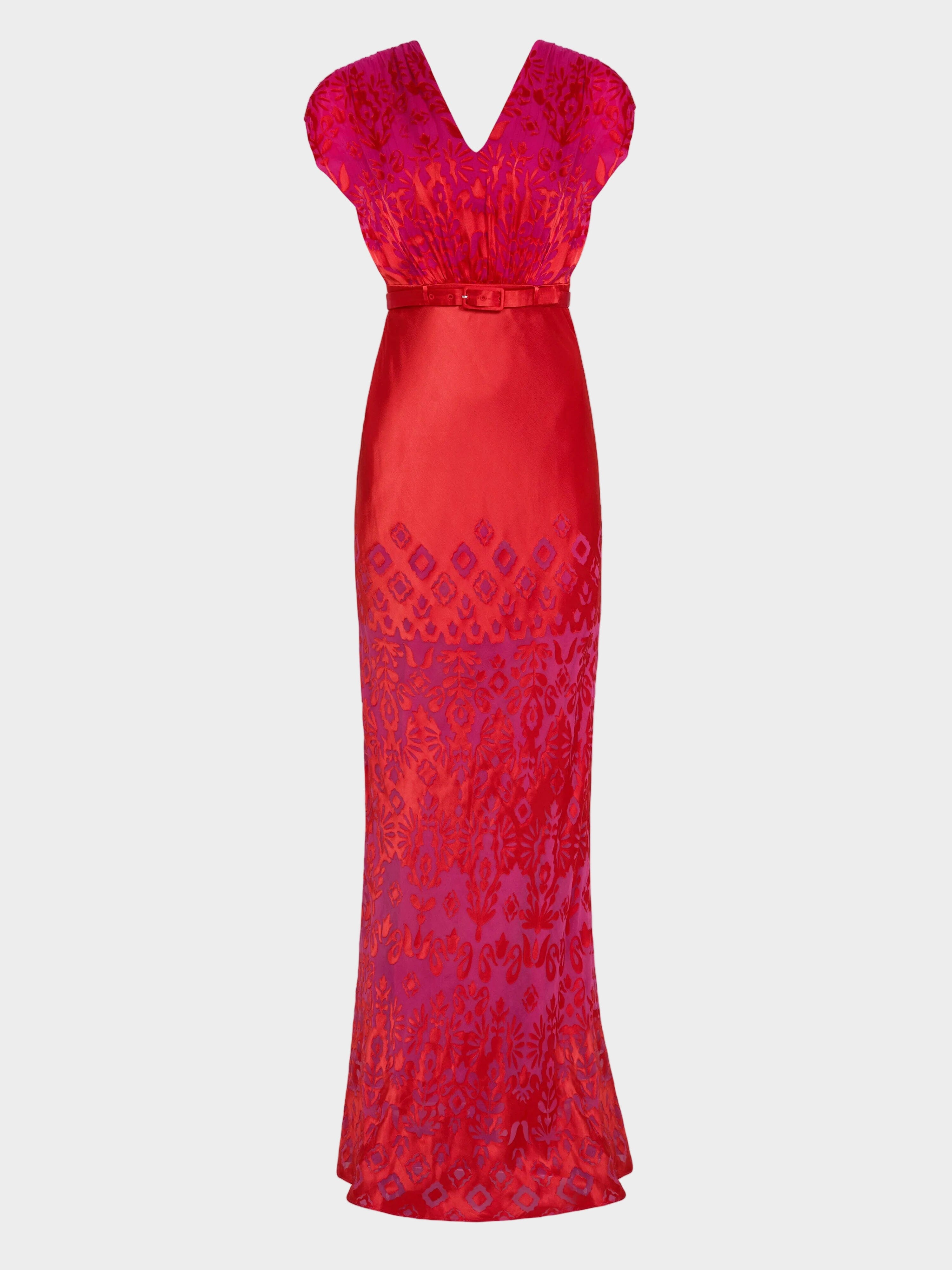 Apsara Long Dress in Magenta Rouge