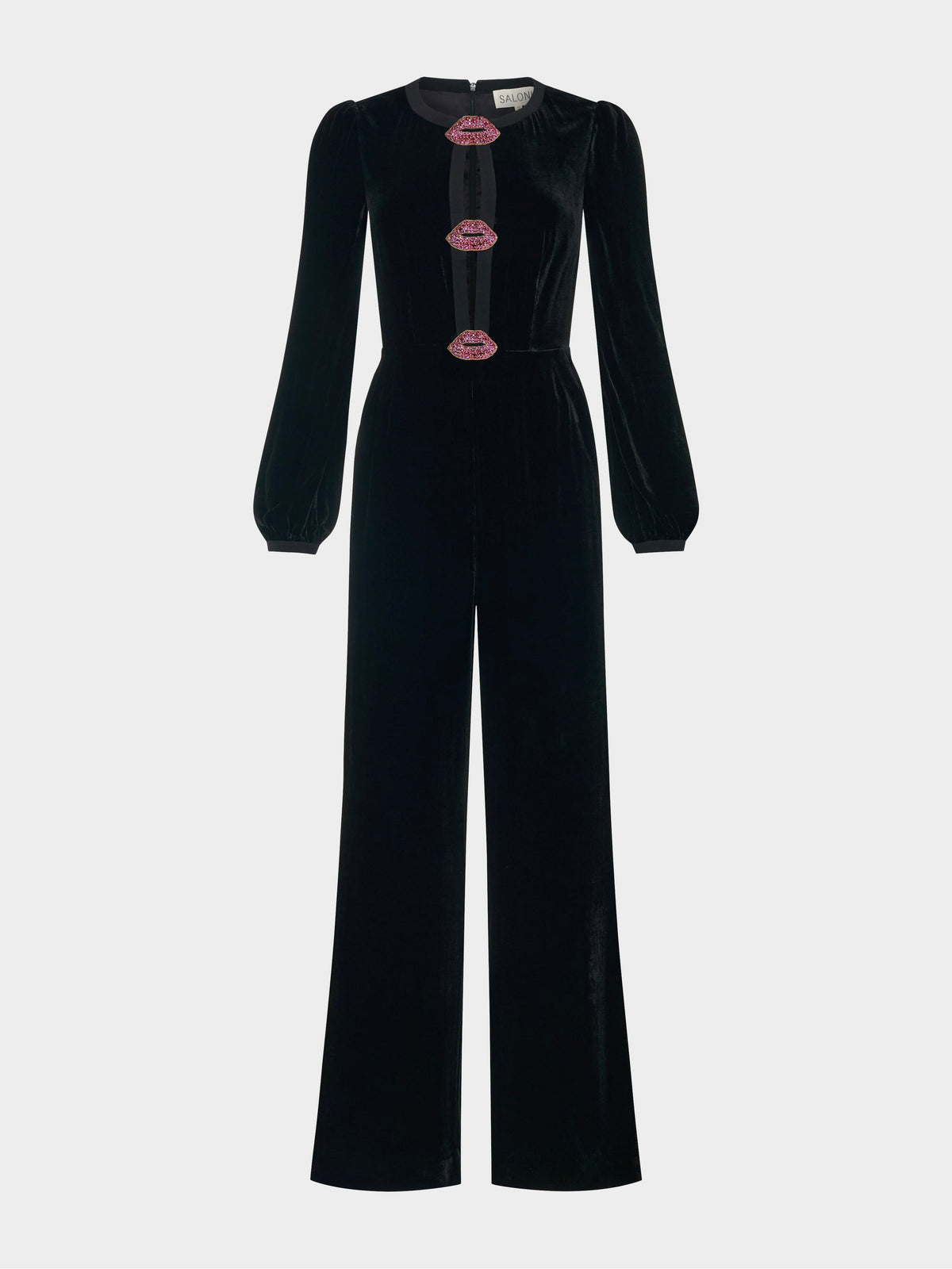 Camille Bows Jumpsuit in Black Valentine Lip