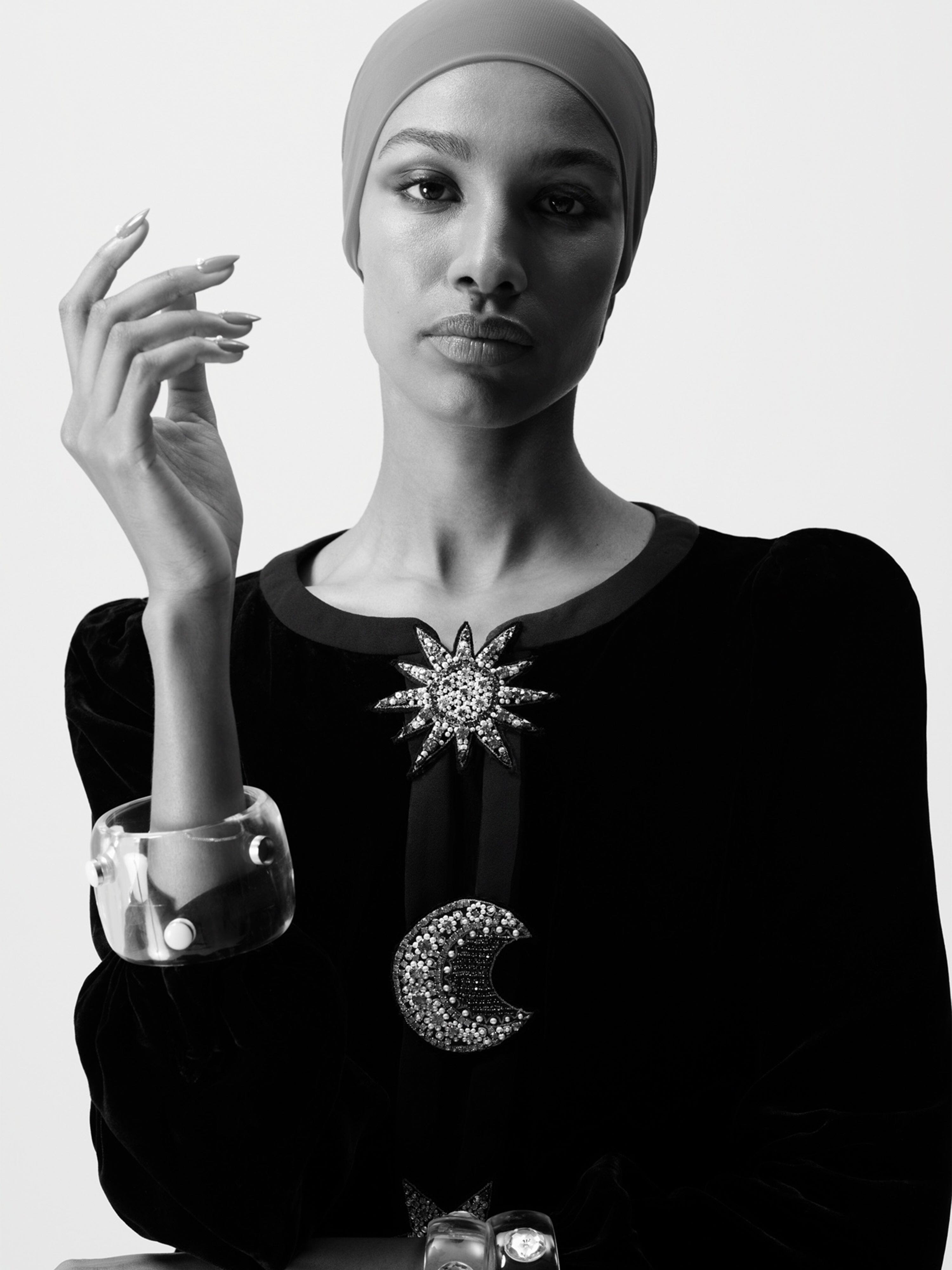 Camille Embellished Sun Moon Star Long Dress in Black Camille Embellished Sun Moon Star Long Dress in Black
