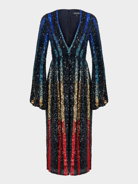 Camille B Dress Rainbow Stripe Sequin Camille B Dress Rainbow Stripe Sequin
