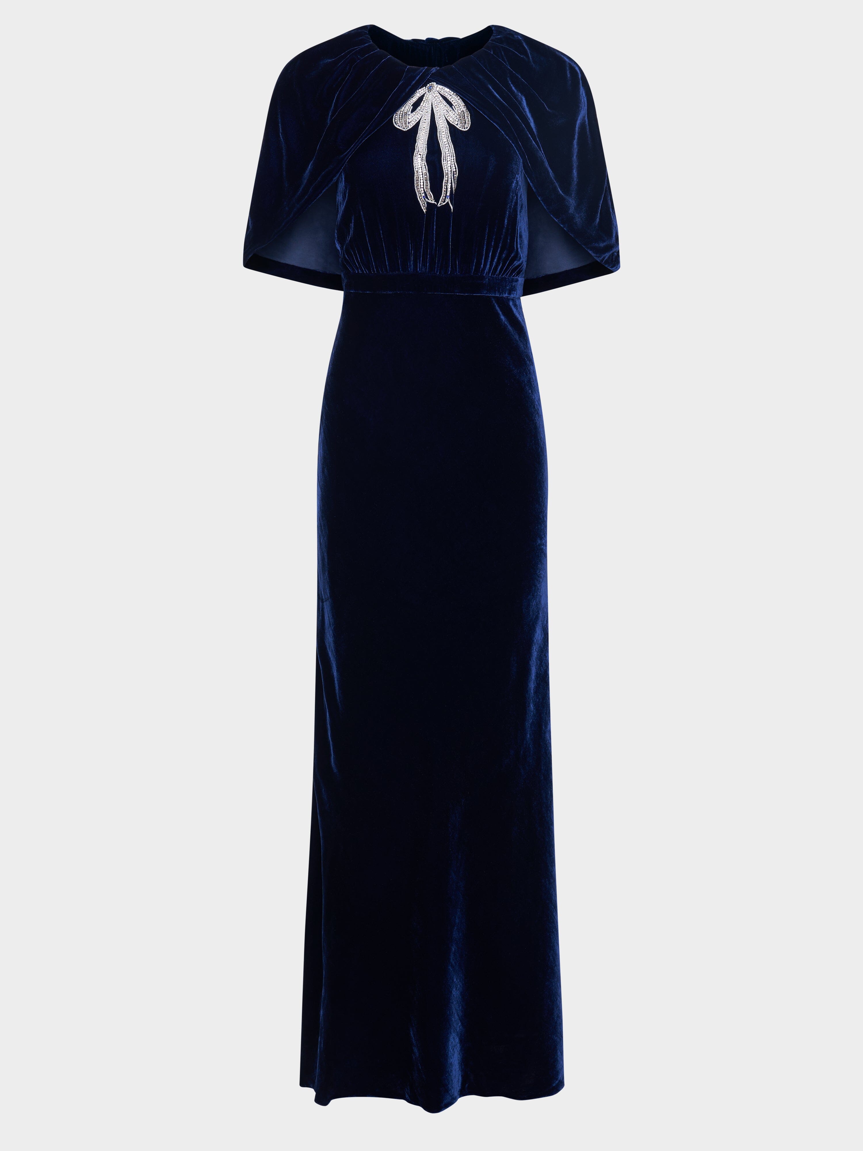 Celeste Long Dress in Navy Cardinal Ribbon