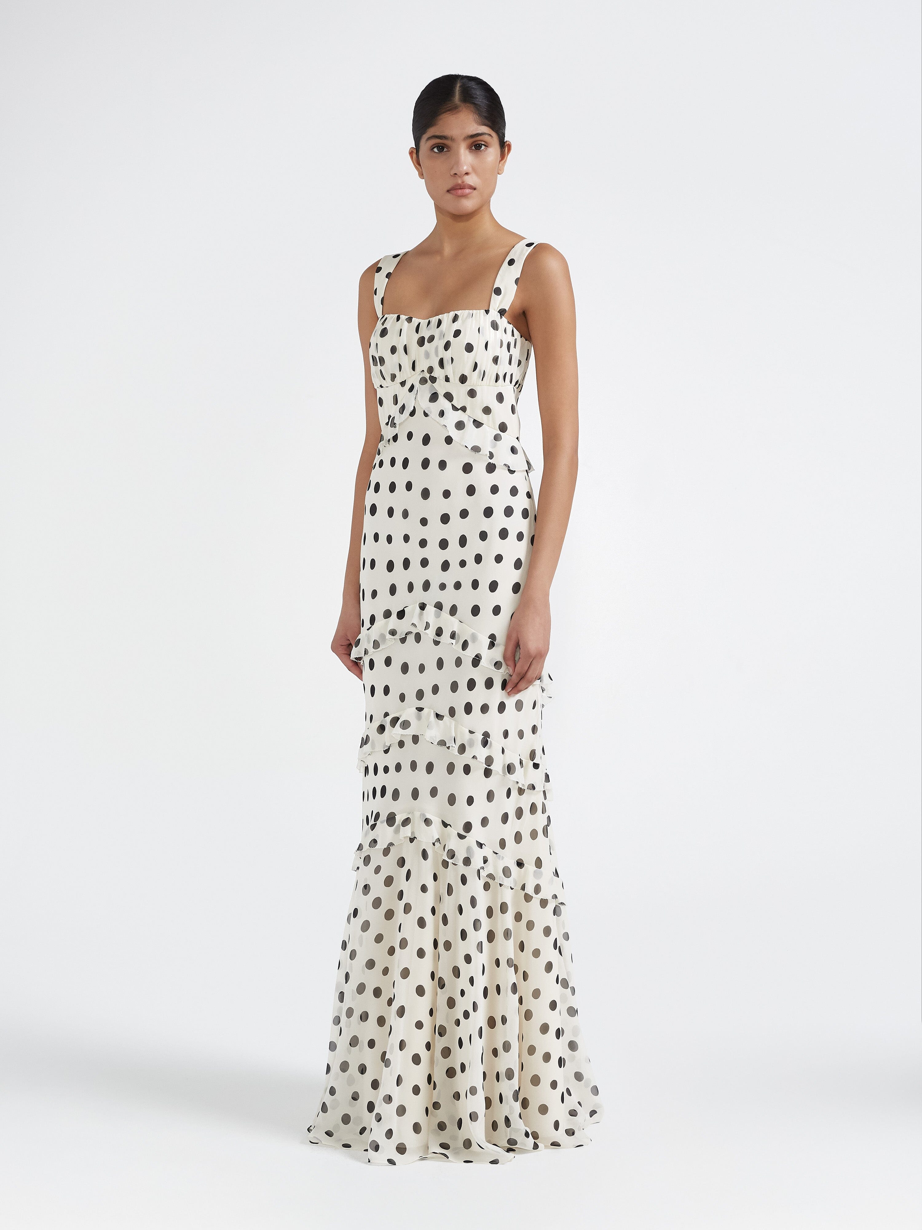 Chandra Dress in Tusk Dot – SALONI - Main Image