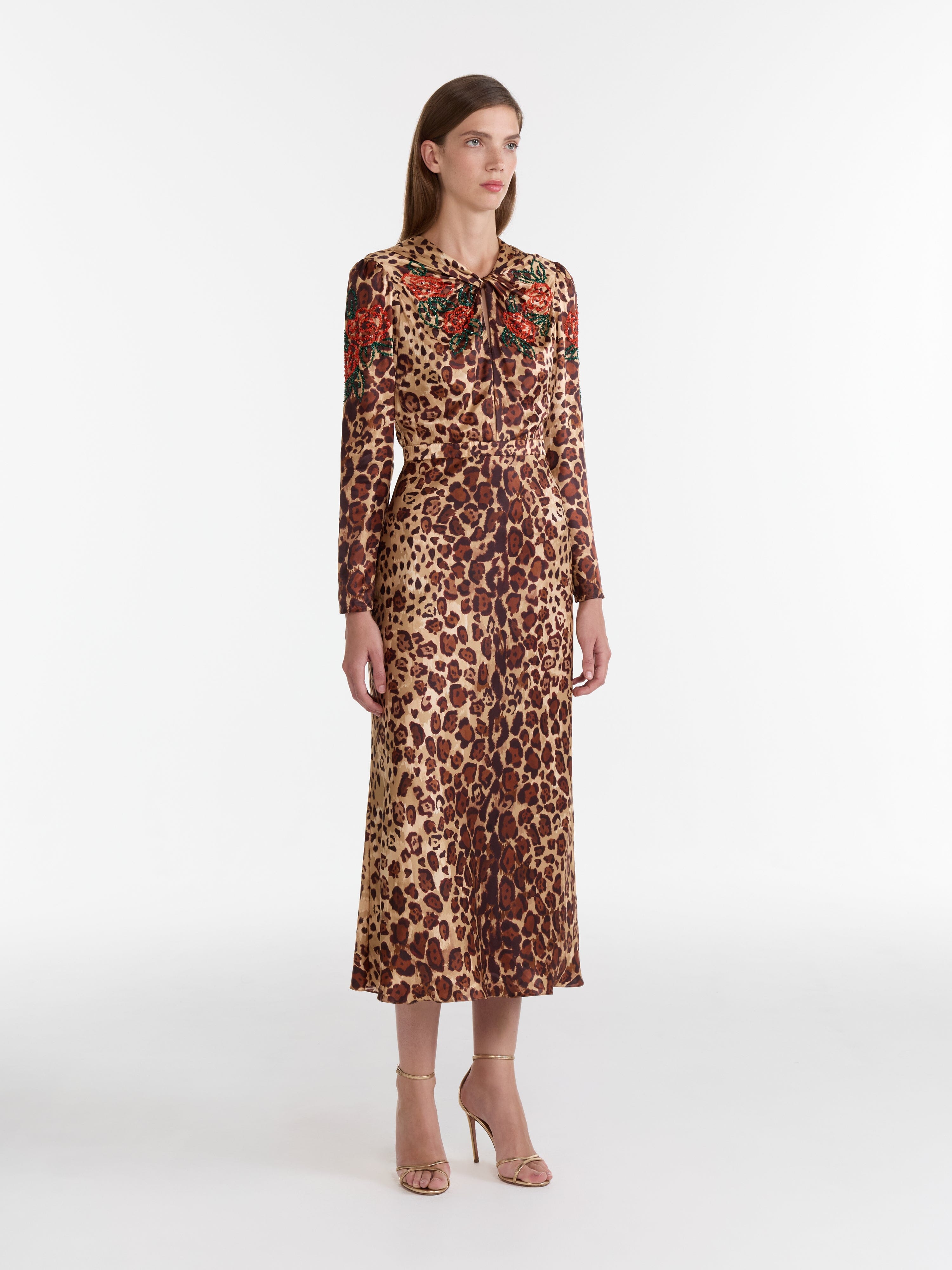Claudia Midi Dress in Cheetah Petal