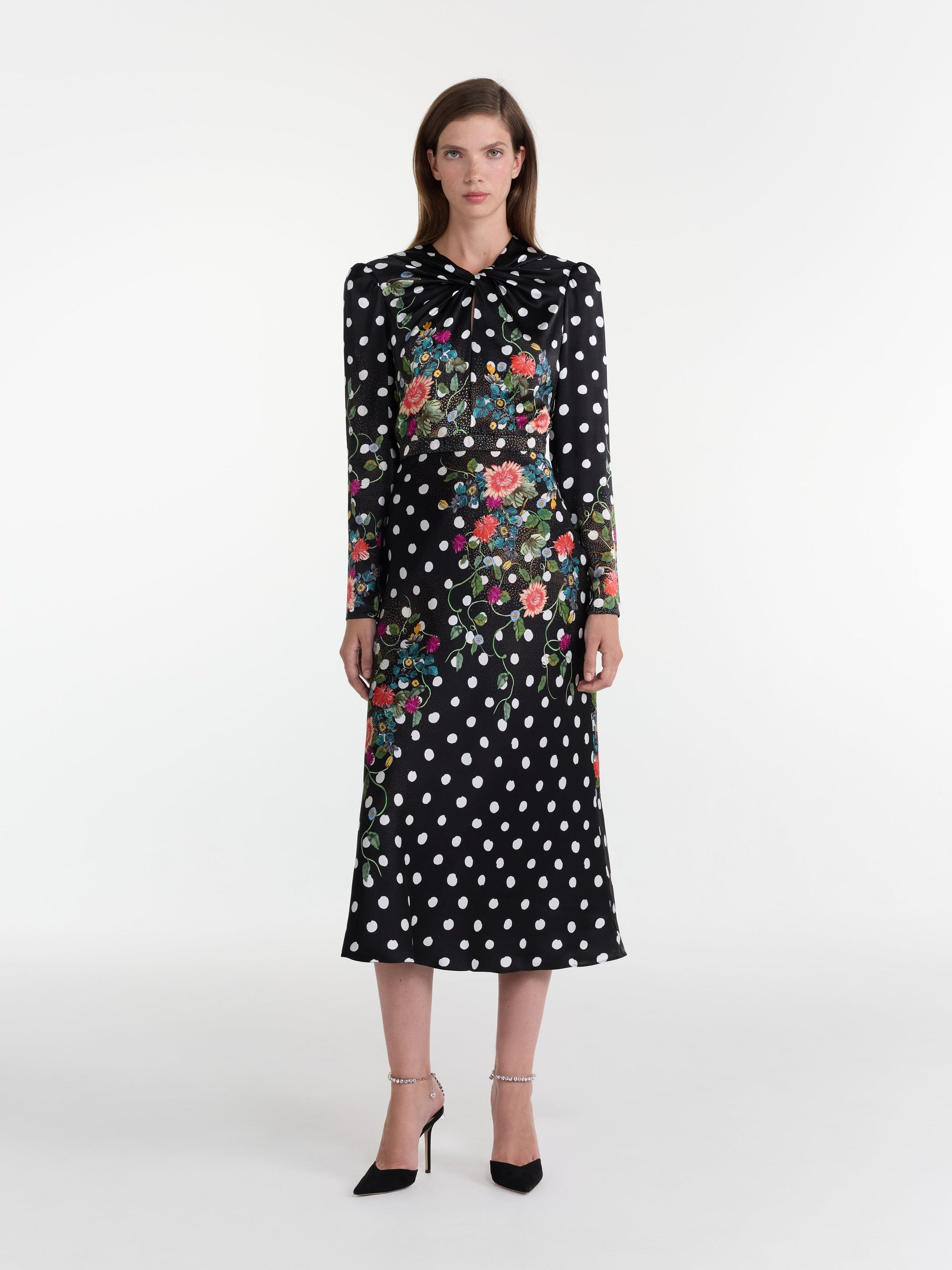 Claudia Midi Dress in Polka Bouquet