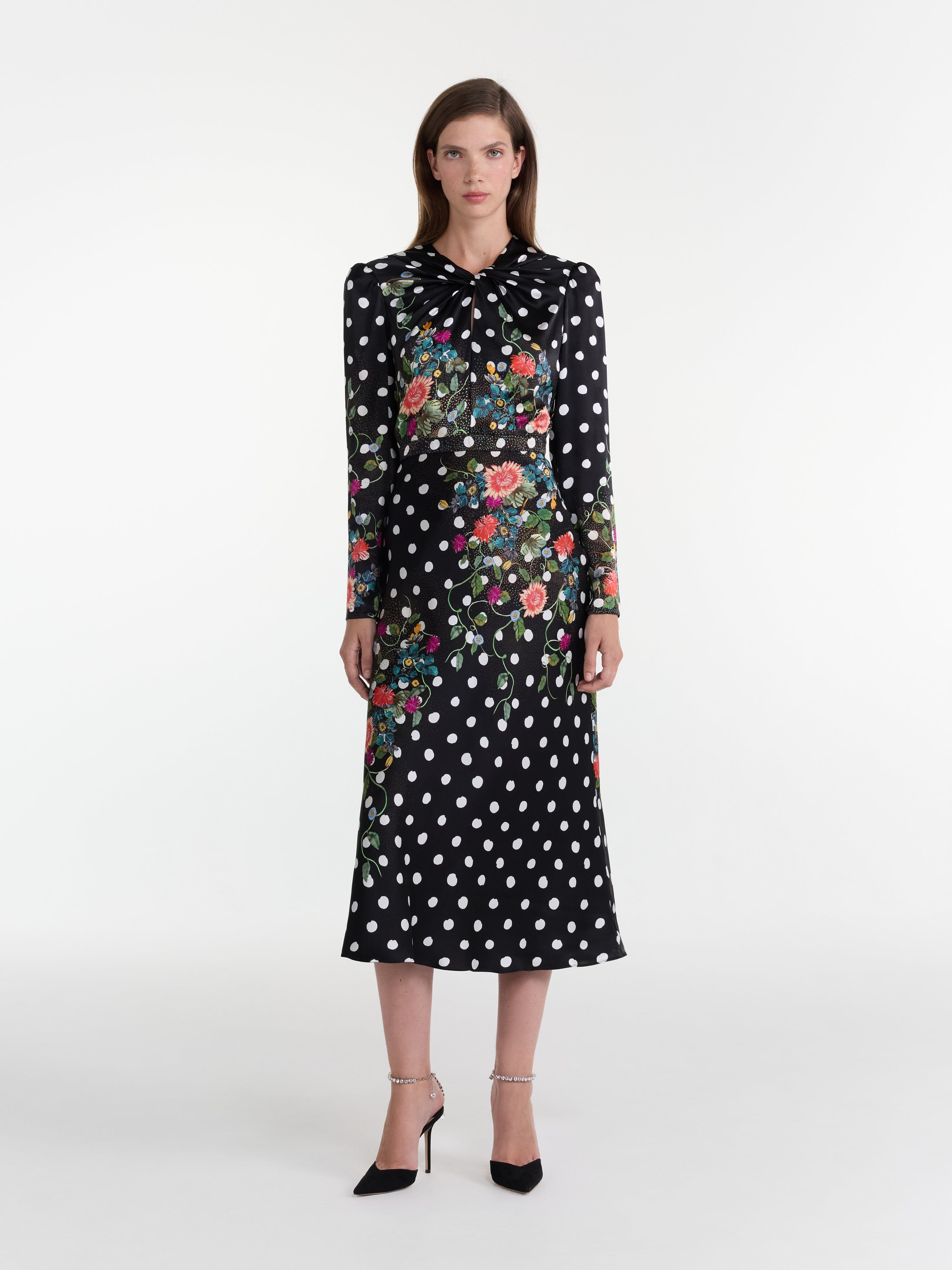 Claudia Midi Dress in Polka Bouquet