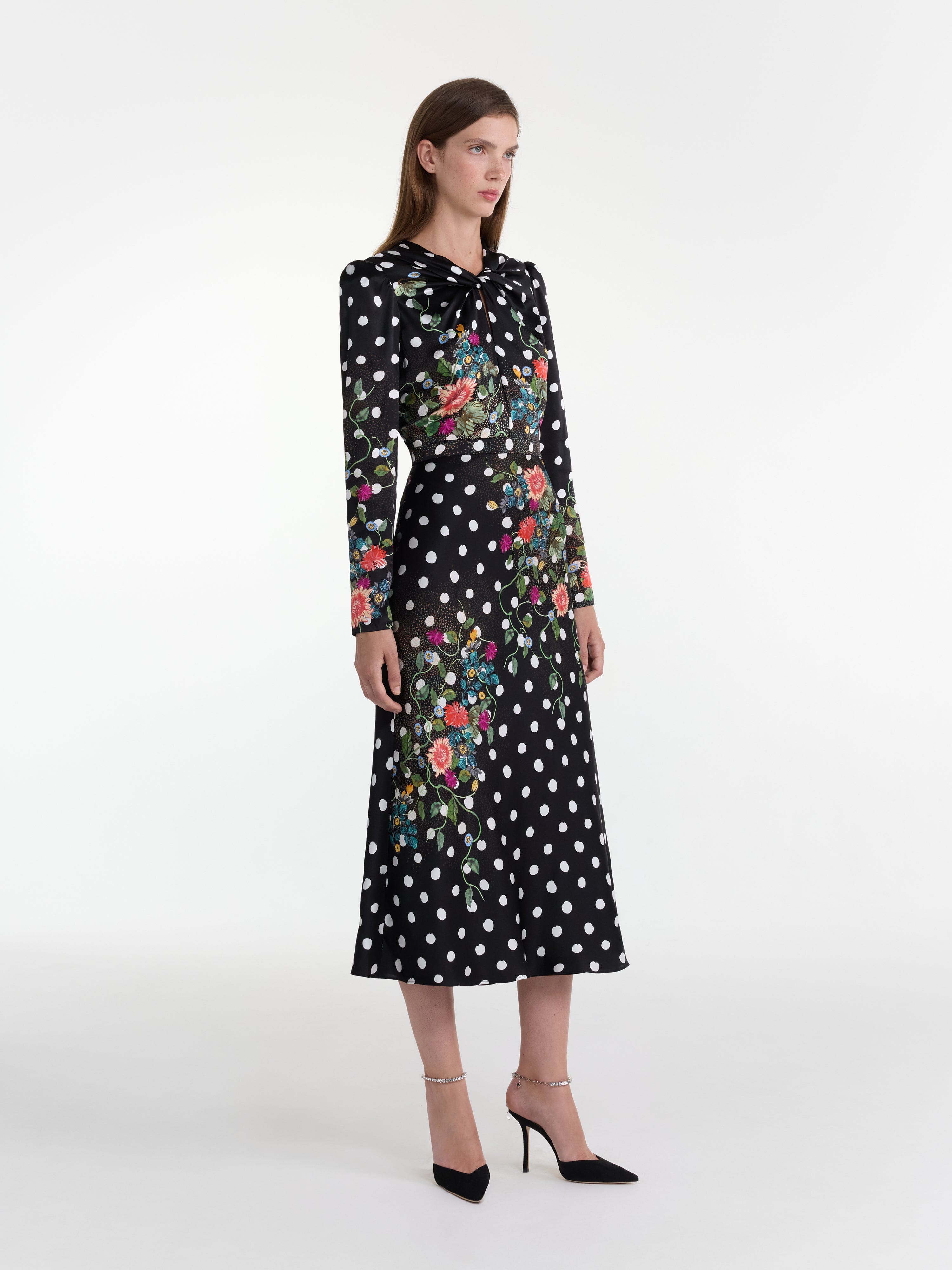 Claudia Midi Dress in Polka Bouquet