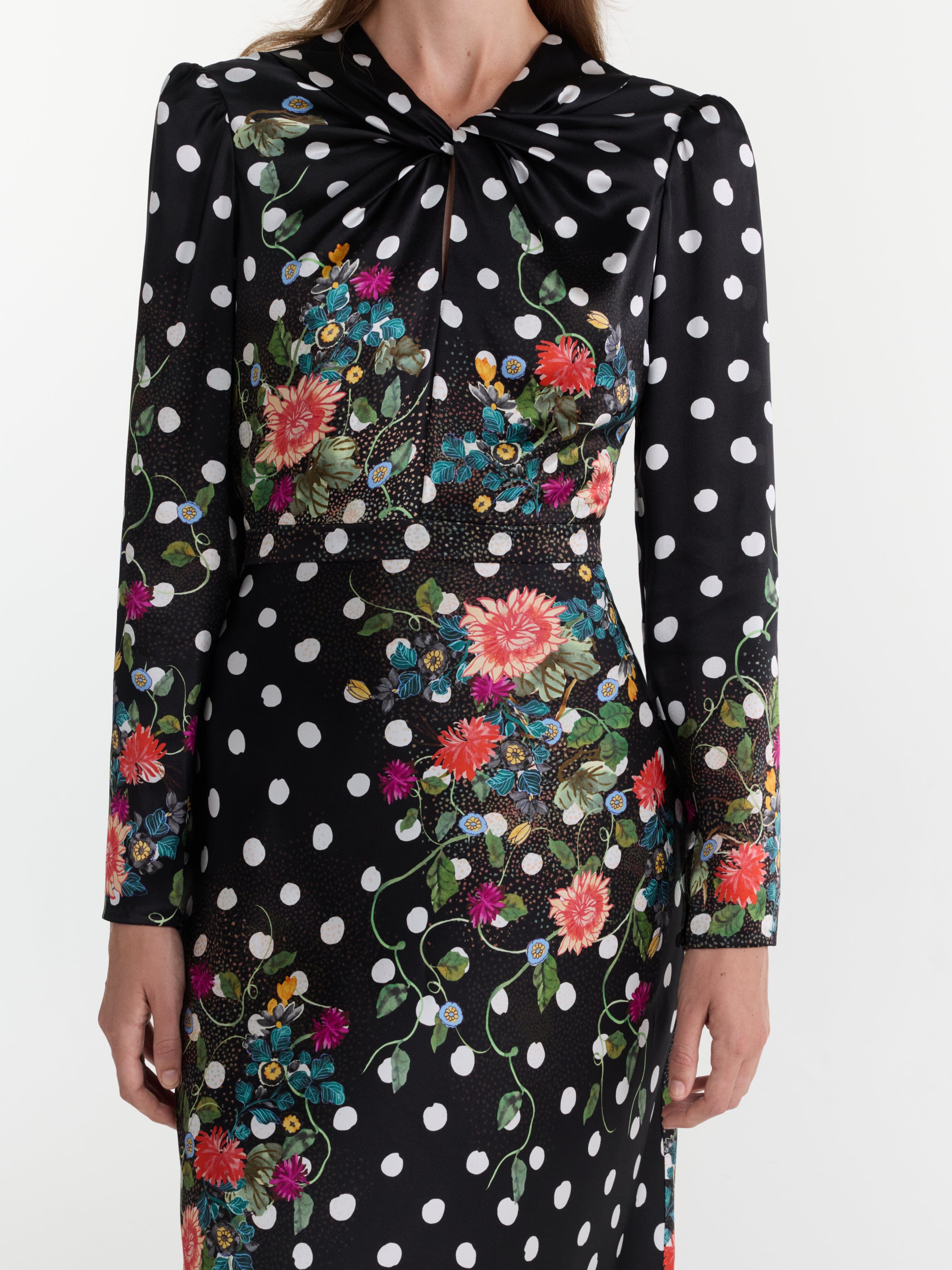 Claudia Midi Dress in Polka Bouquet