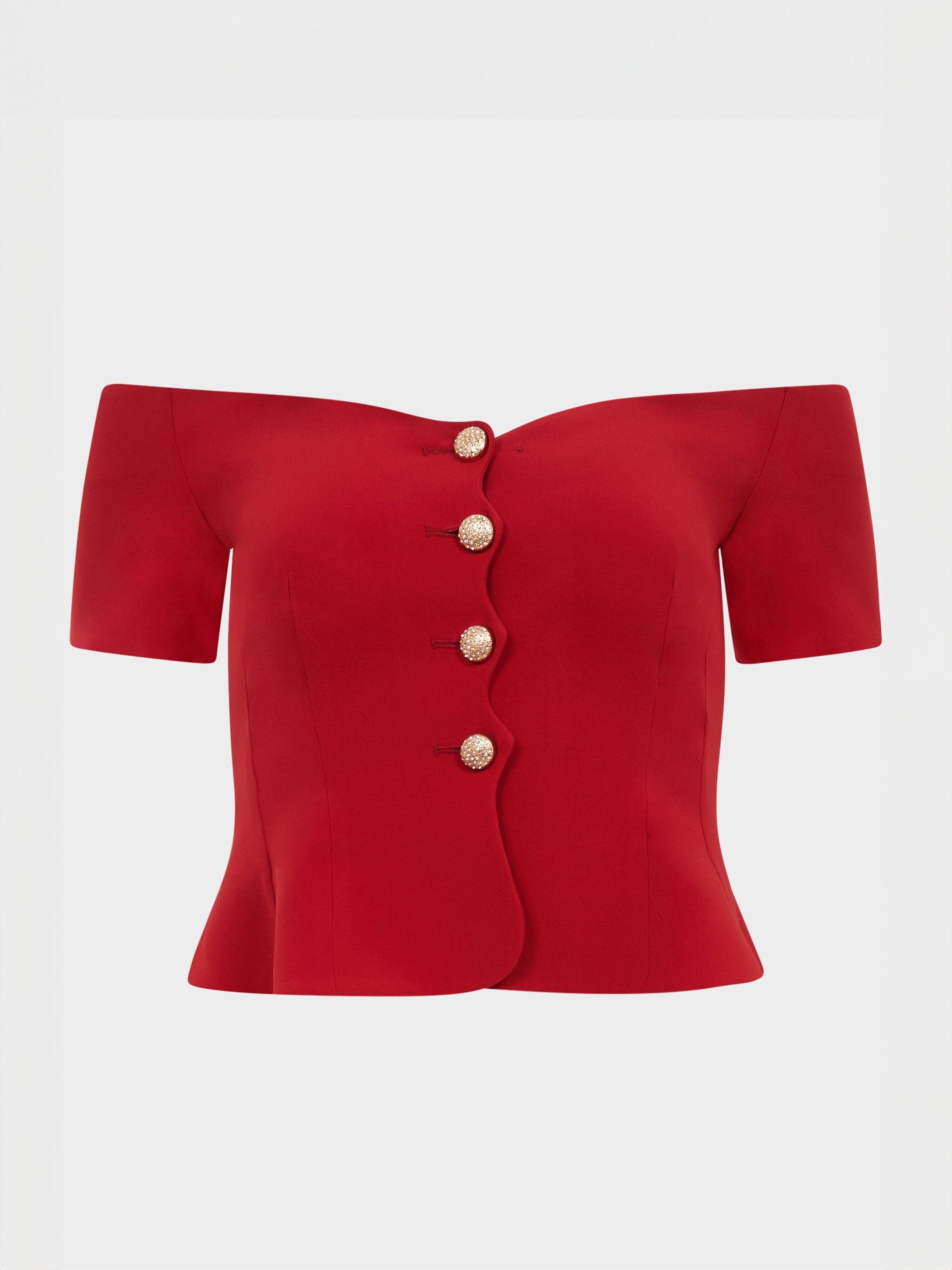 Clementine Scallop B Top in Rouge Red