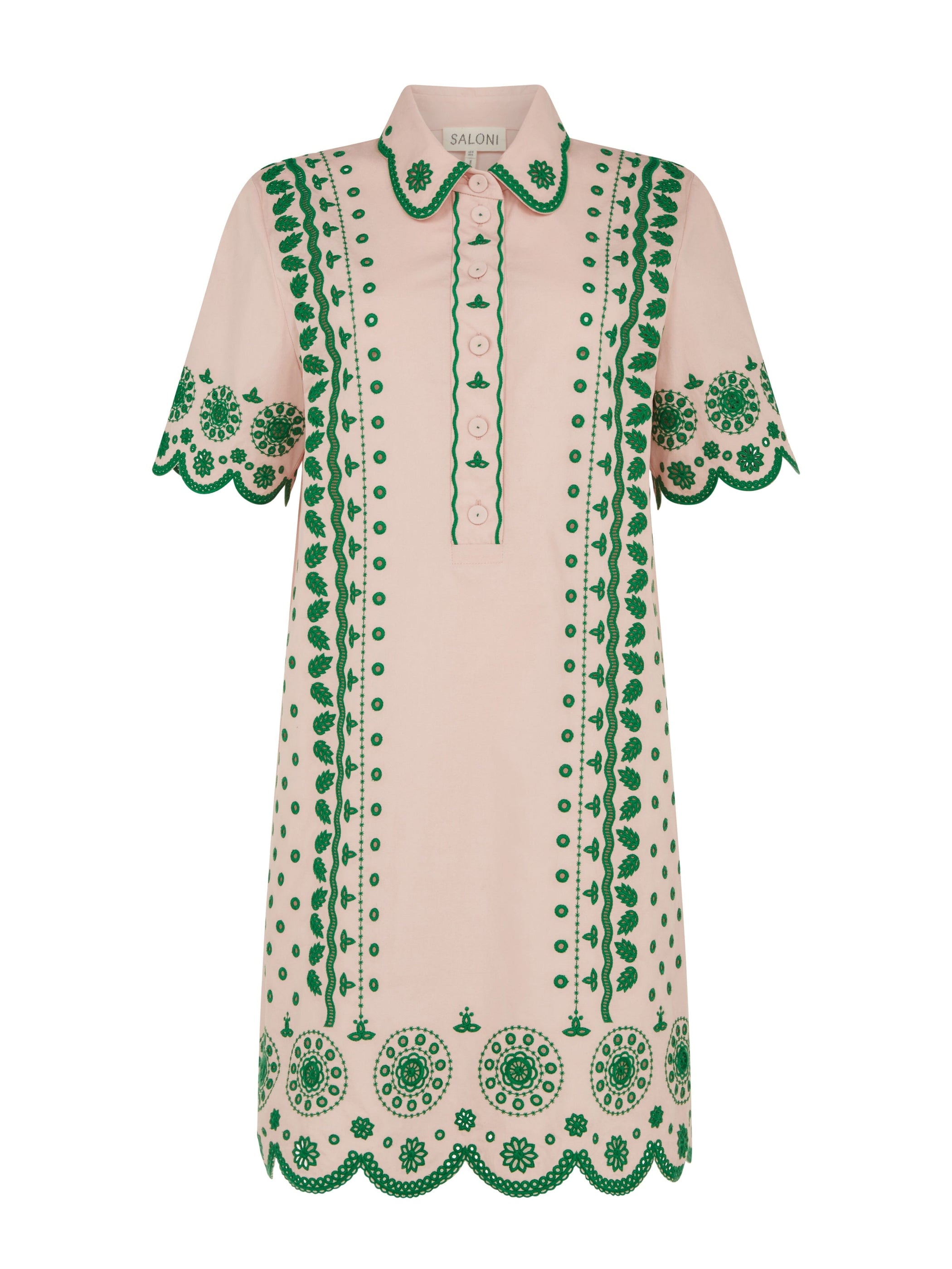 Dree Cotton Broderie-anglaise Shirt Dress in Blush Pink Apple