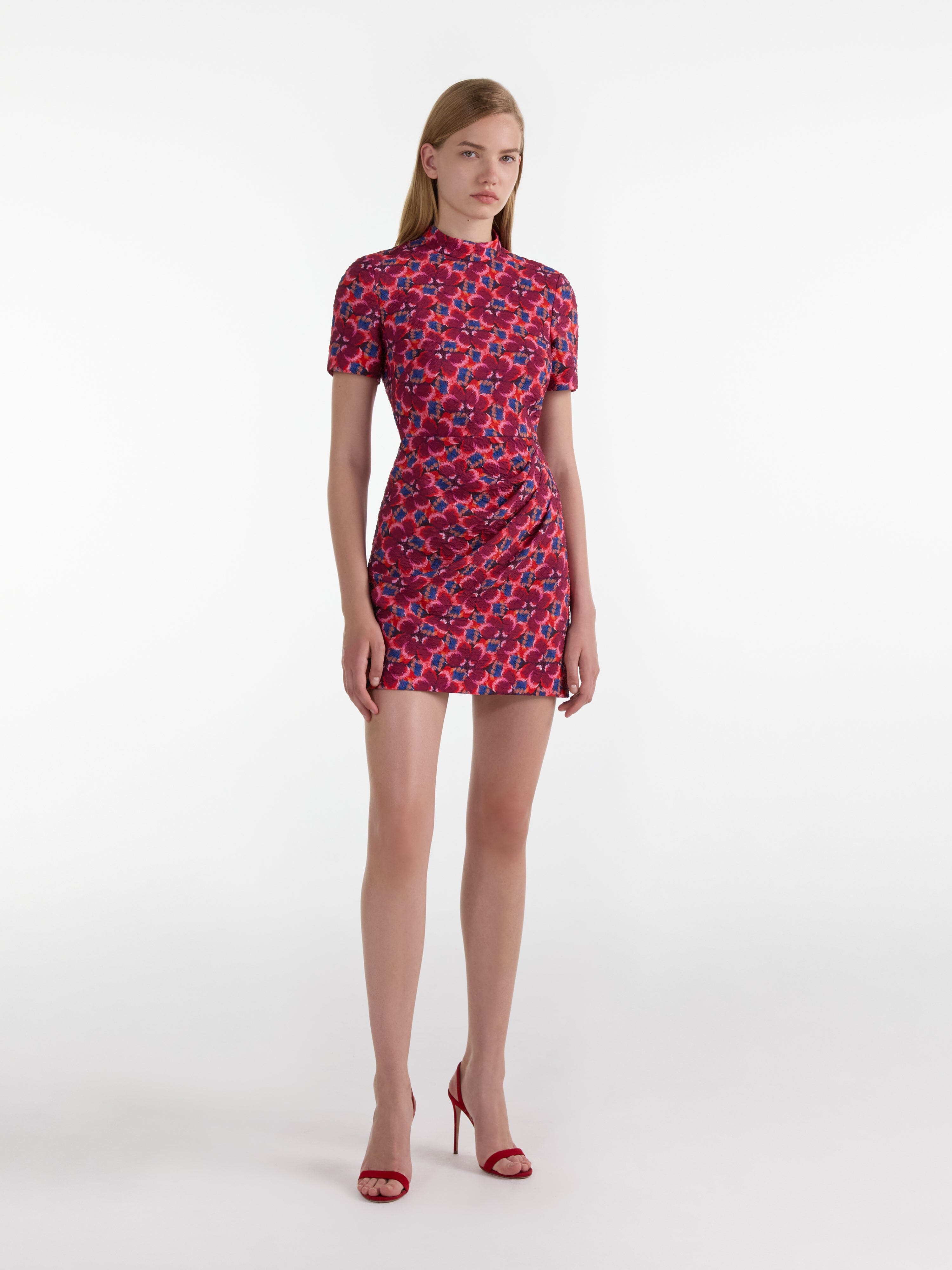 Draped Min Dress in Quail Magenta