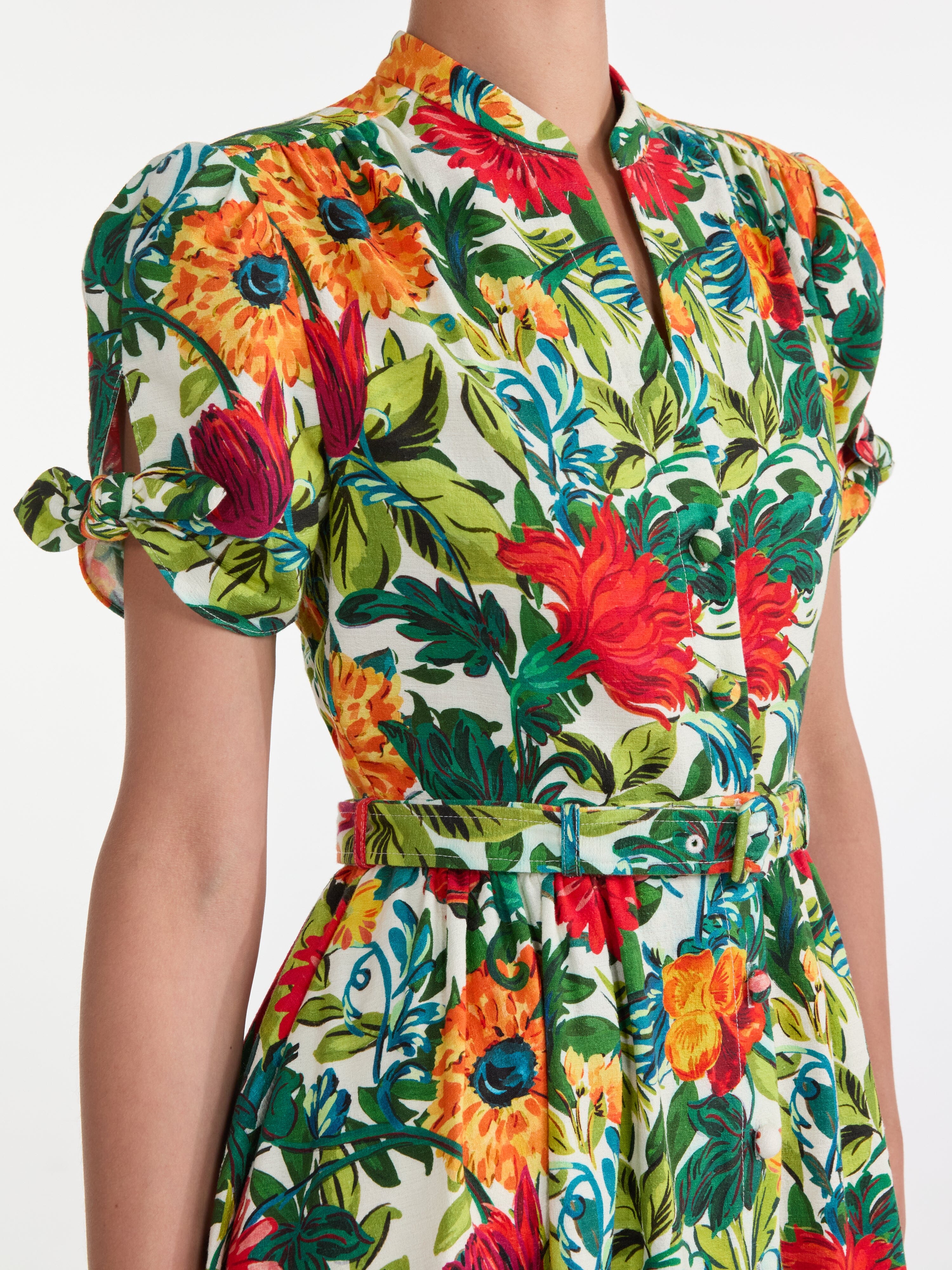 Ena Dress in Mandevilla Foliage