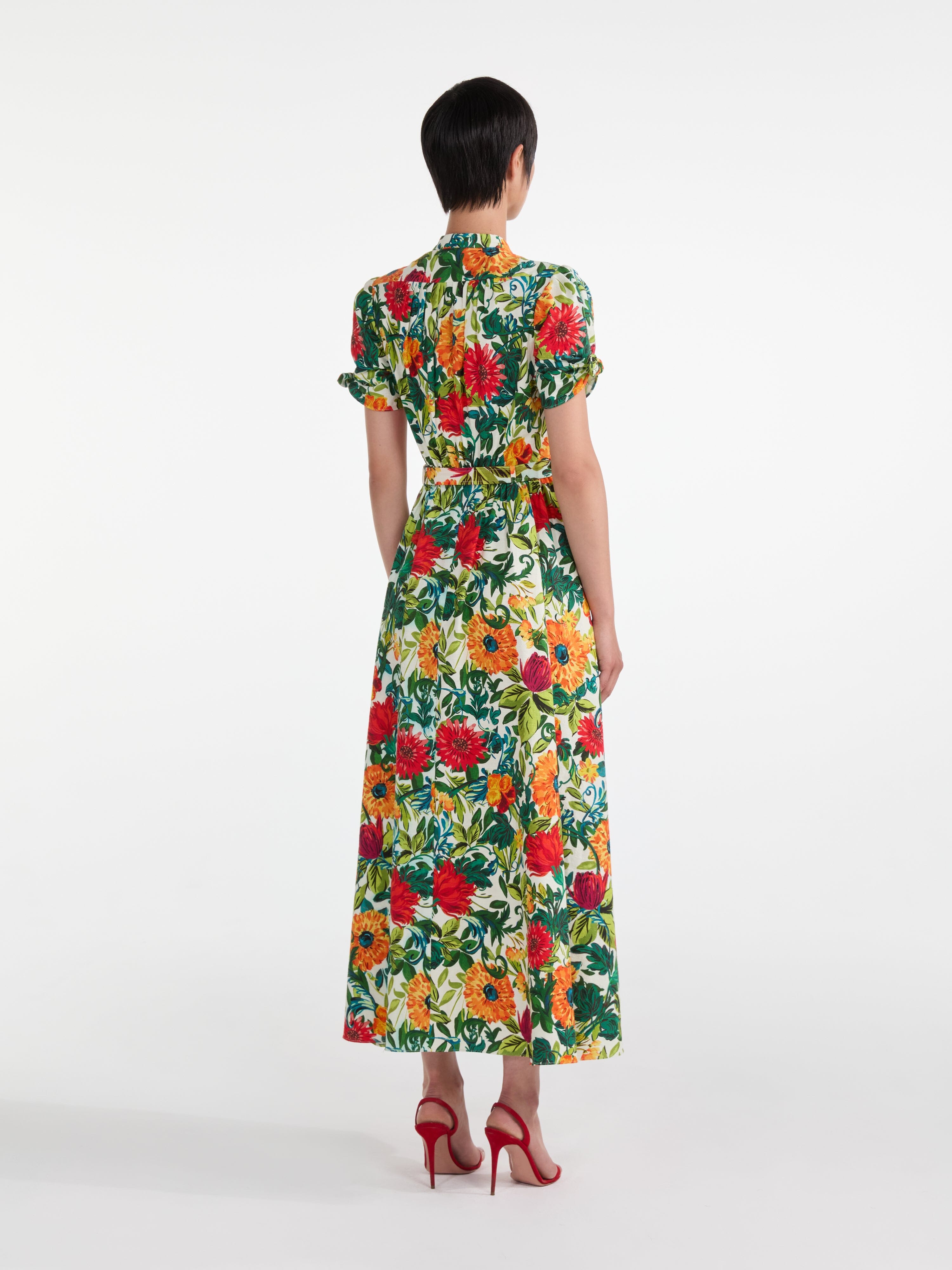 Ena Dress in Mandevilla Foliage