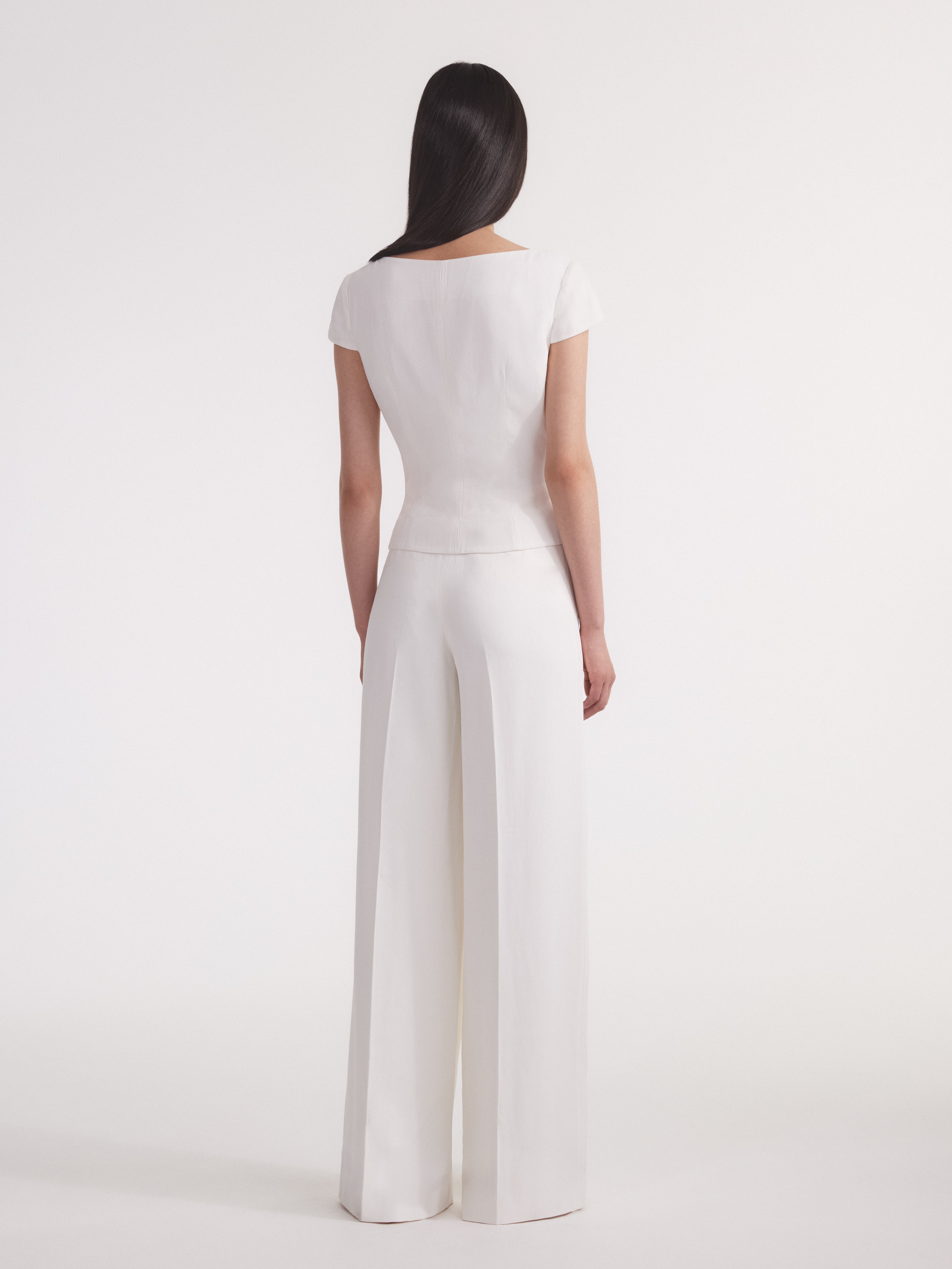 Wide Tailored Trouser in Ivory