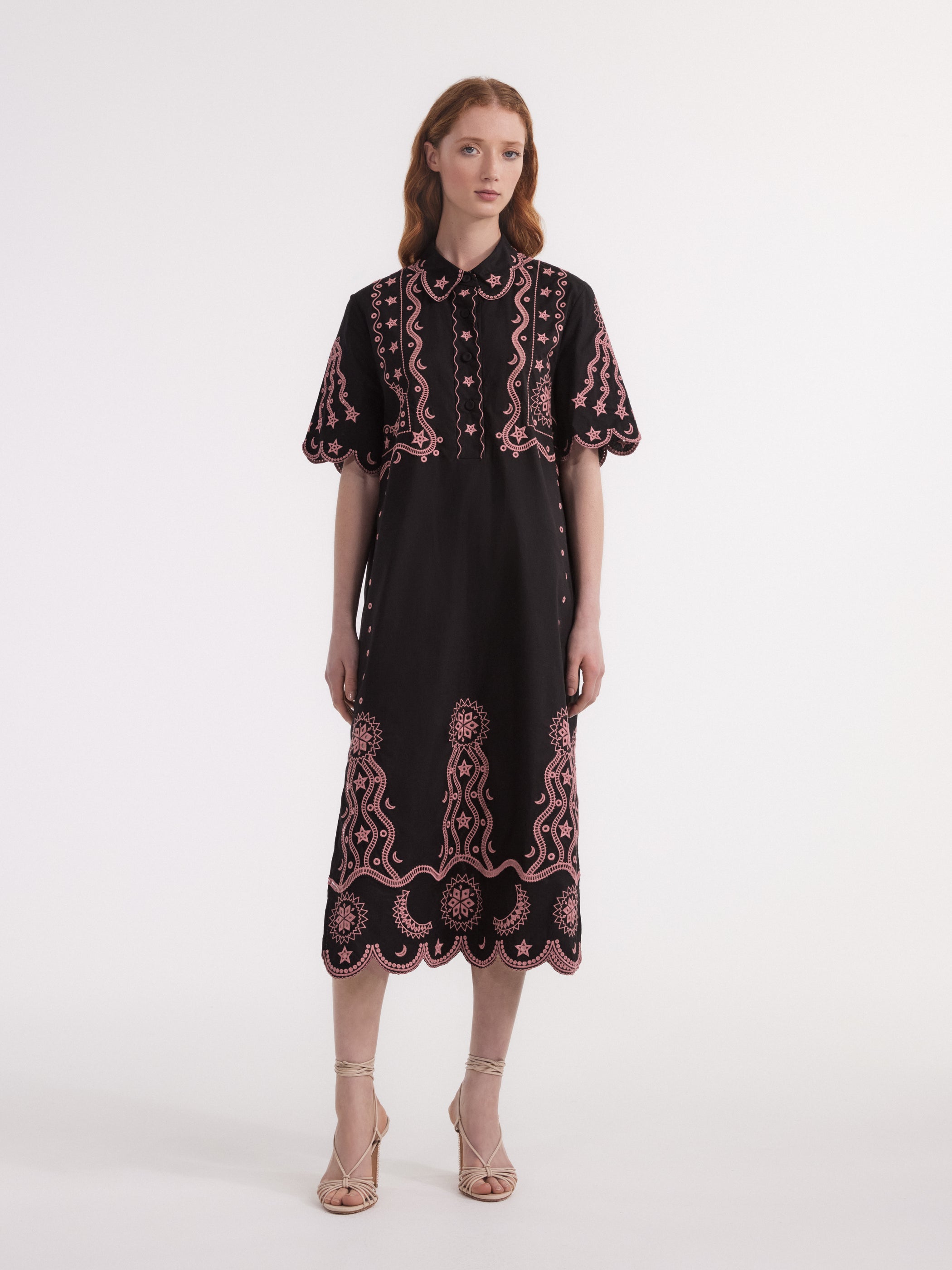 Venyx Dree Cotton Broderie-Anglaise Dress in Black