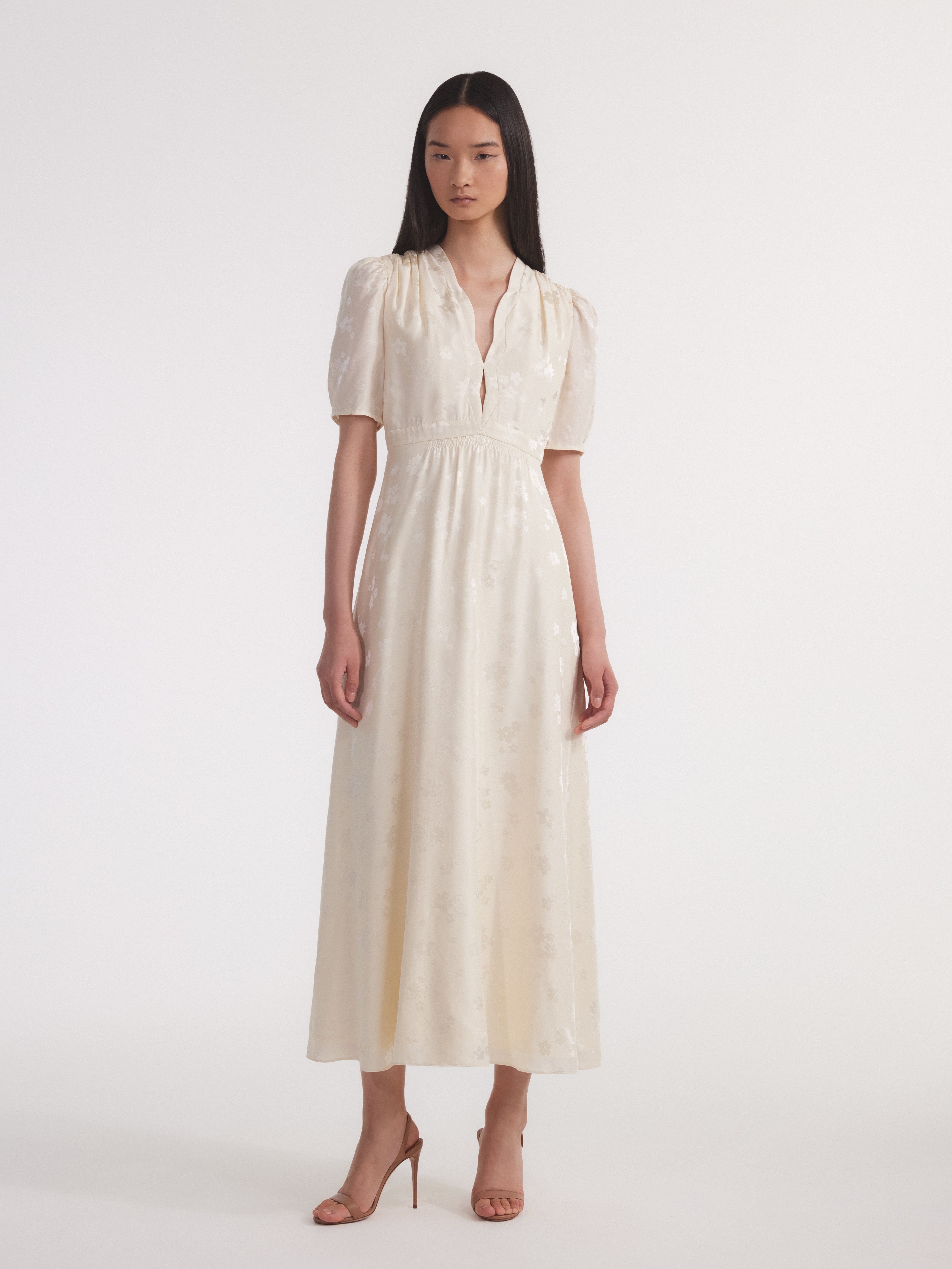 saloni tabitha midi dress Saloni Tabitha Ambra Sunrise Print Midi Dress In Yellow - 53% Off